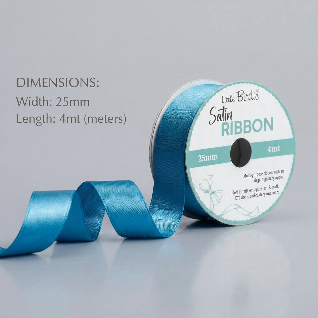 Satin Ribbon 25mm Light Blue 4mtr 1Roll