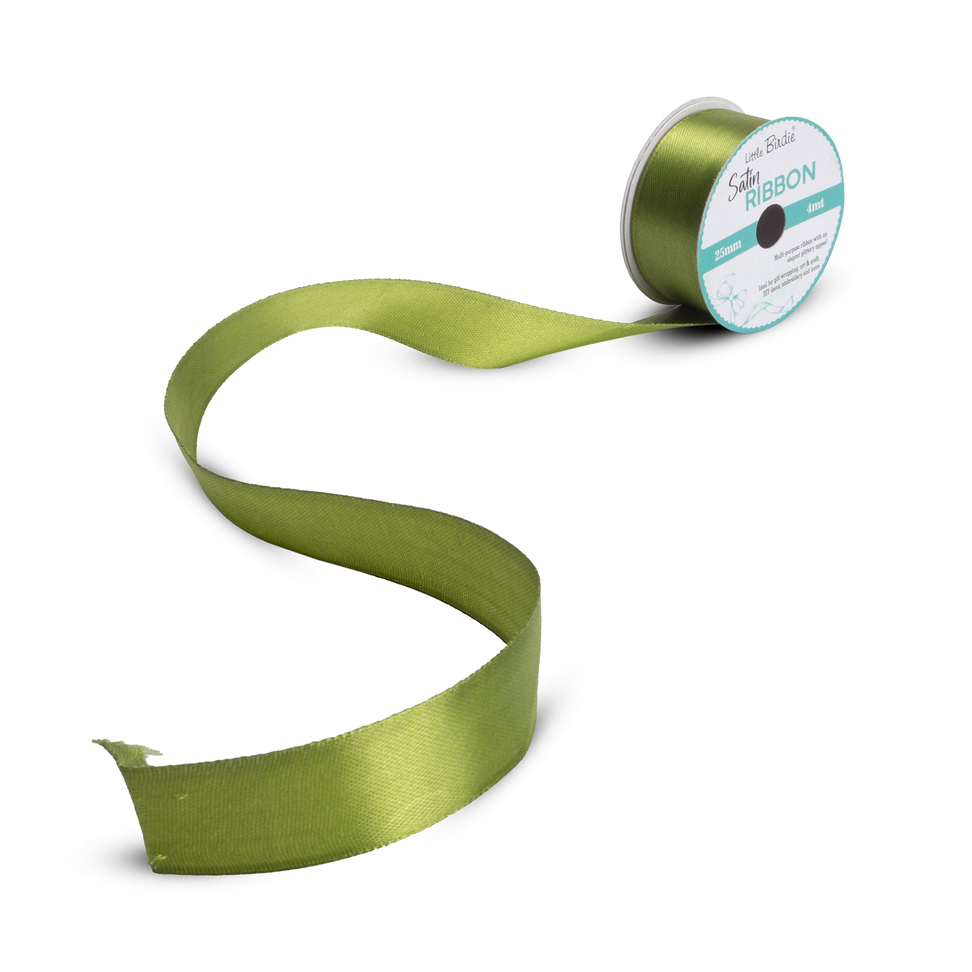 Satin Ribbon | 25mm | Olive Green | 4 Meters - 1 Roll