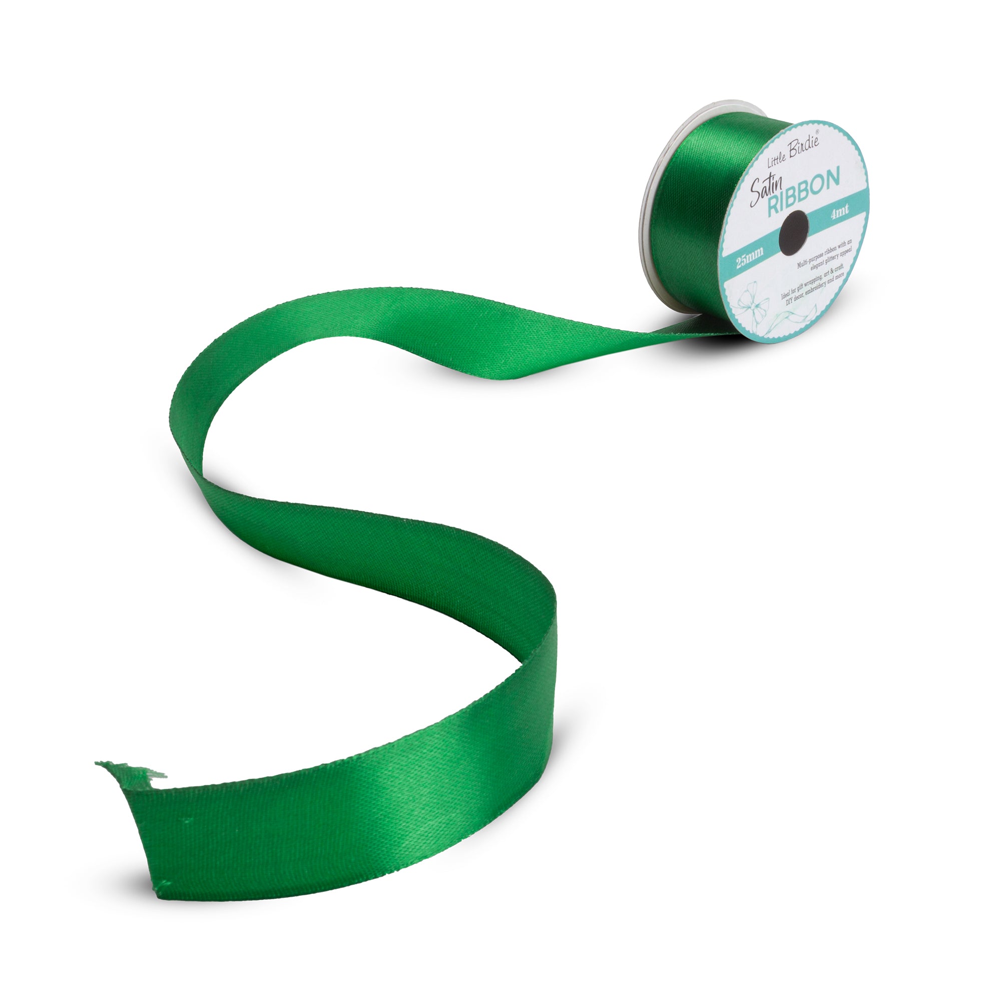 Satin Ribbon | 25mm | Green | 4 Meters - 1 Roll