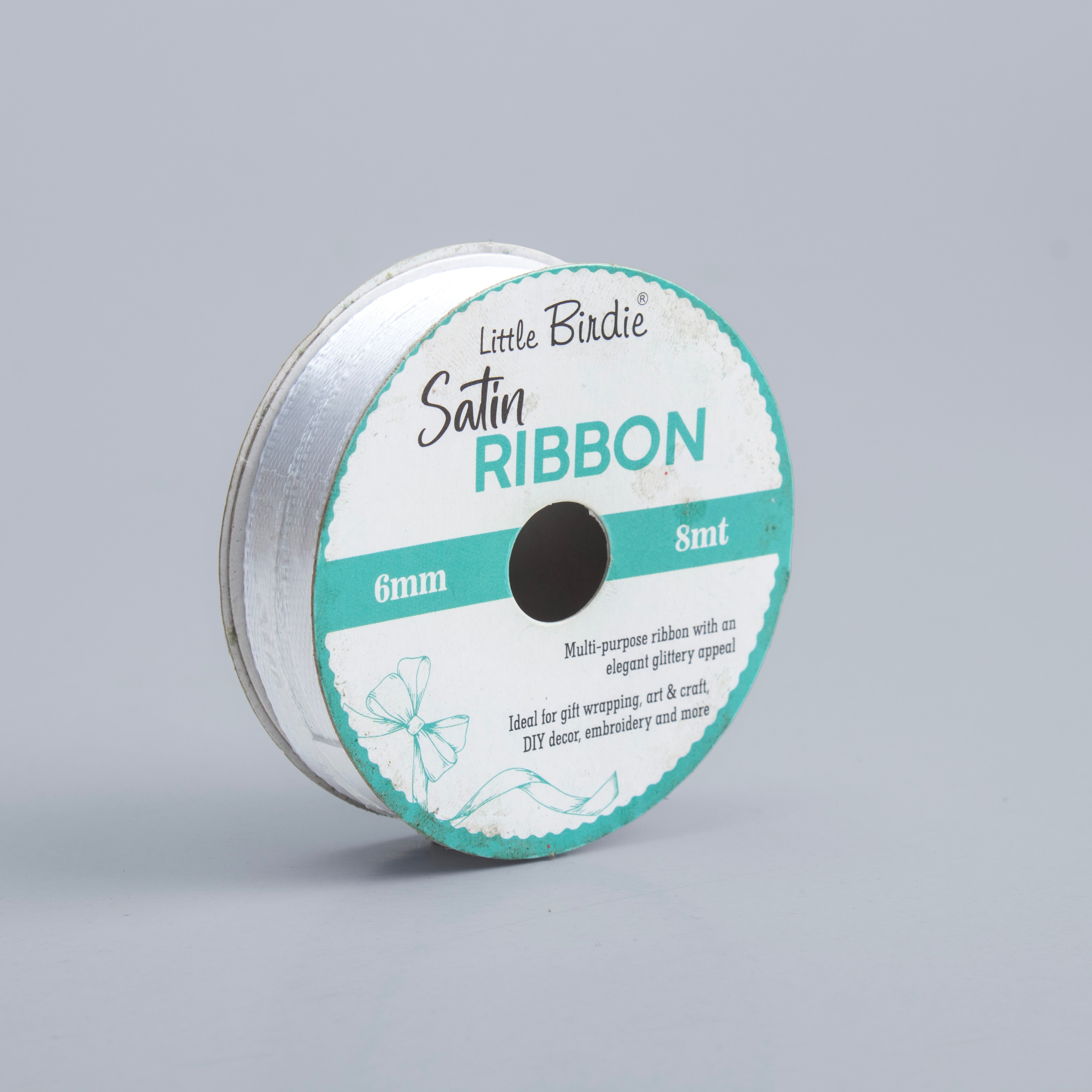 Satin Ribbon 6mm White 8mtr 1Roll