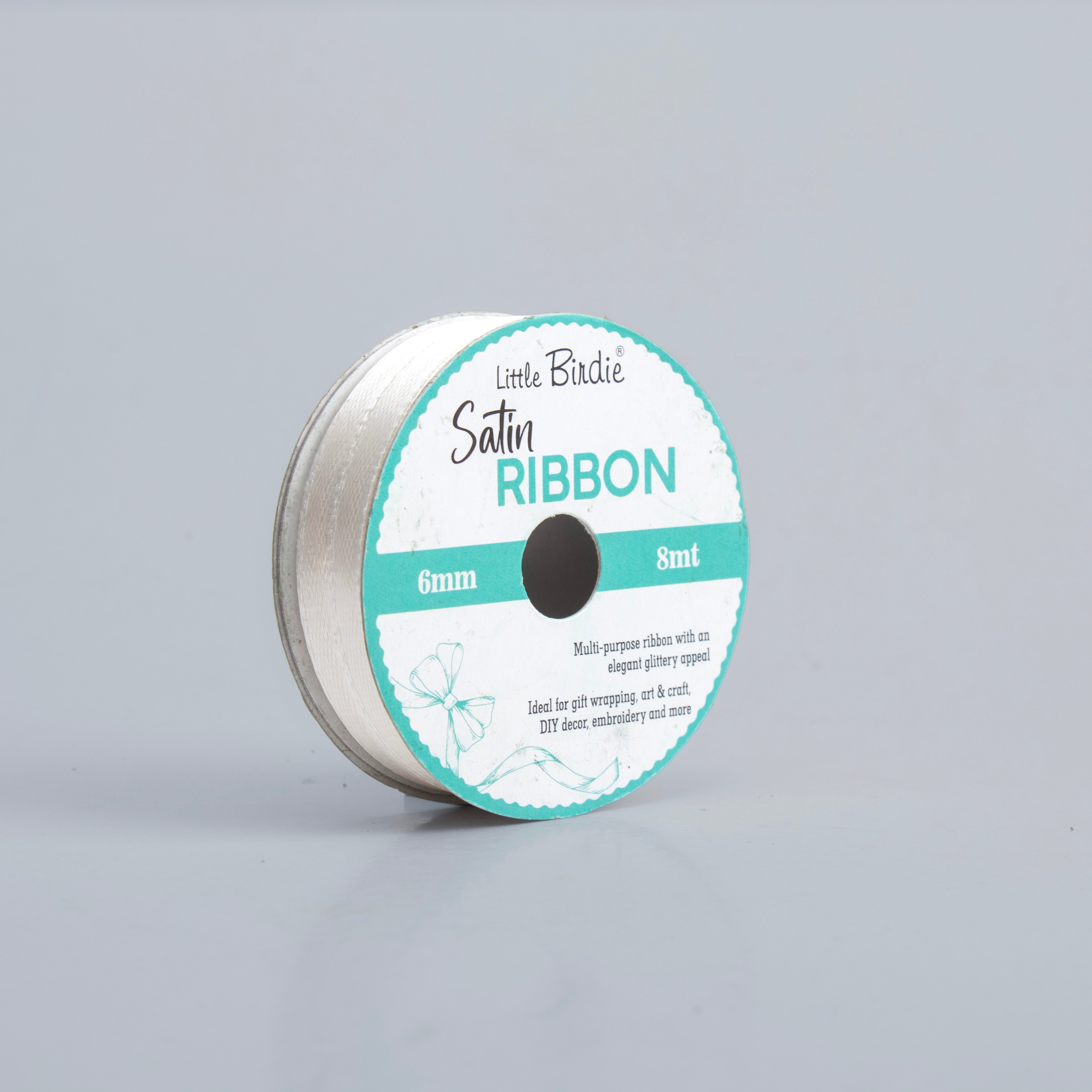 Satin Ribbon 6mm Off White 8mtr 1Roll