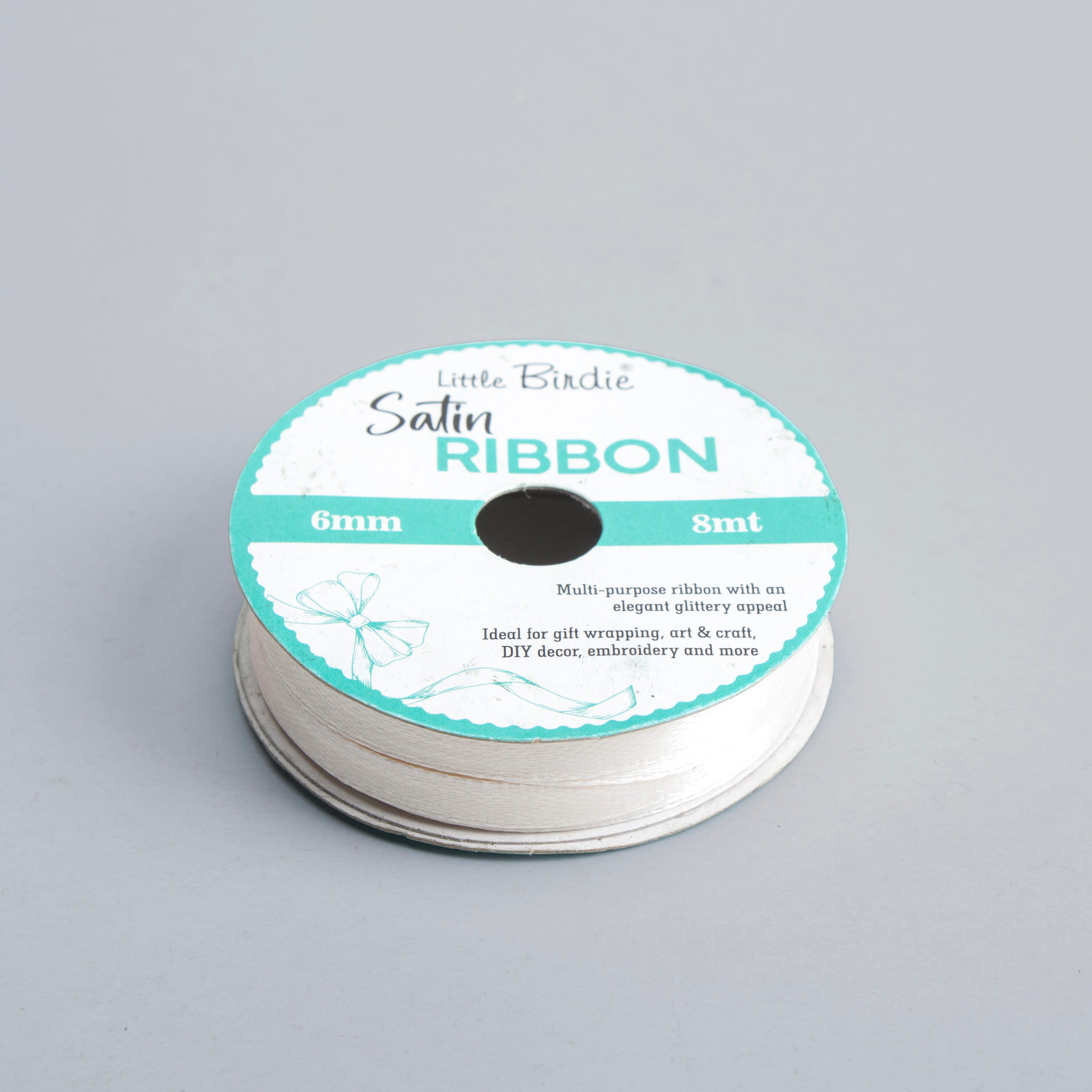 Satin Ribbon 6mm Off White 8mtr 1Roll