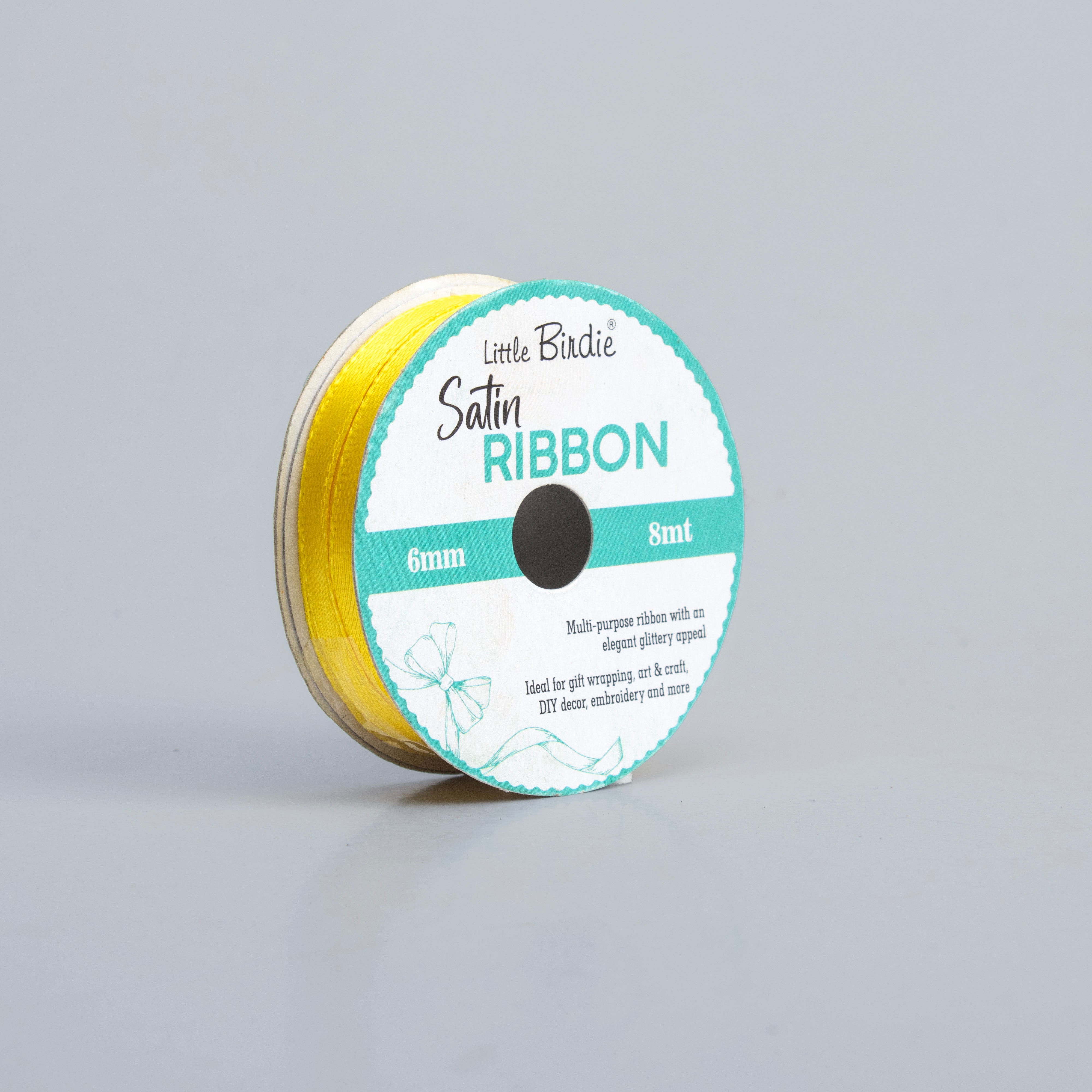 Satin Ribbon 6mm Lemon Yellow 8mtr 1Roll