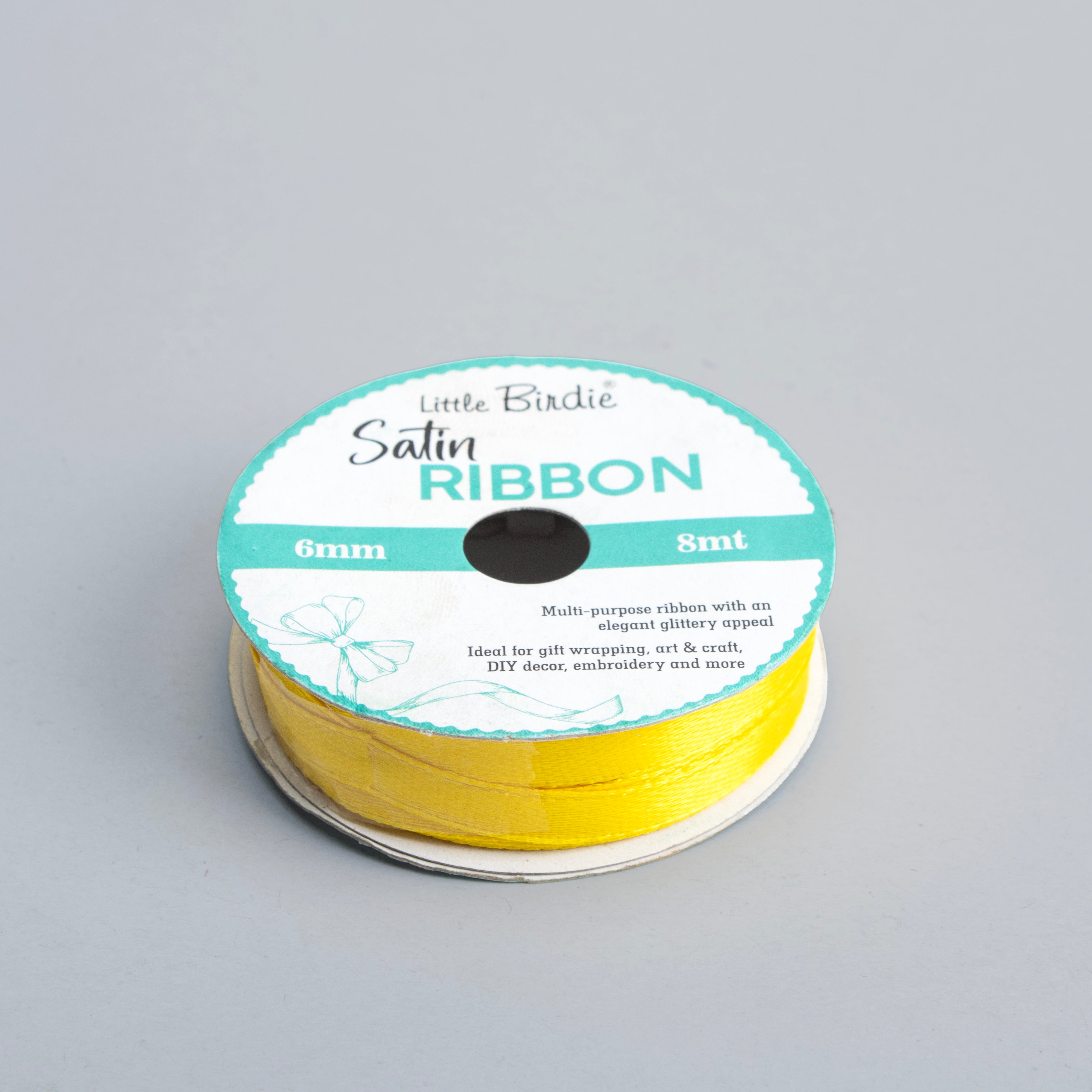 Satin Ribbon 6mm Lemon Yellow 8mtr 1Roll