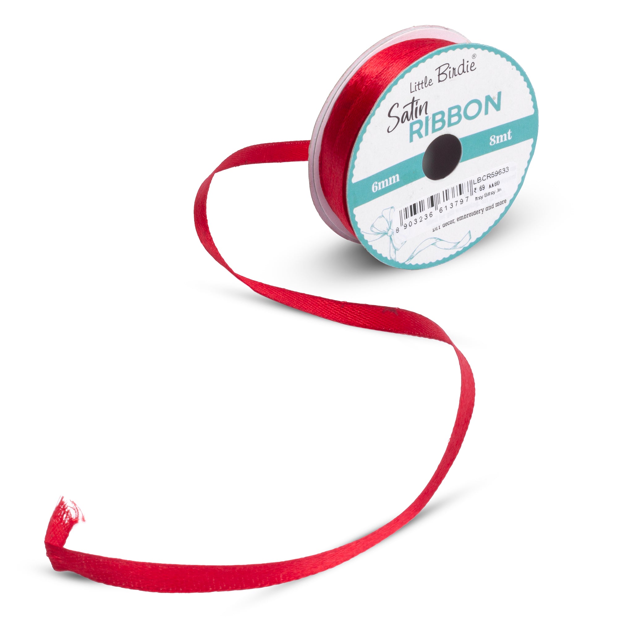 Satin Ribbon | 6mm | Red | 8 Meters - 1 Roll