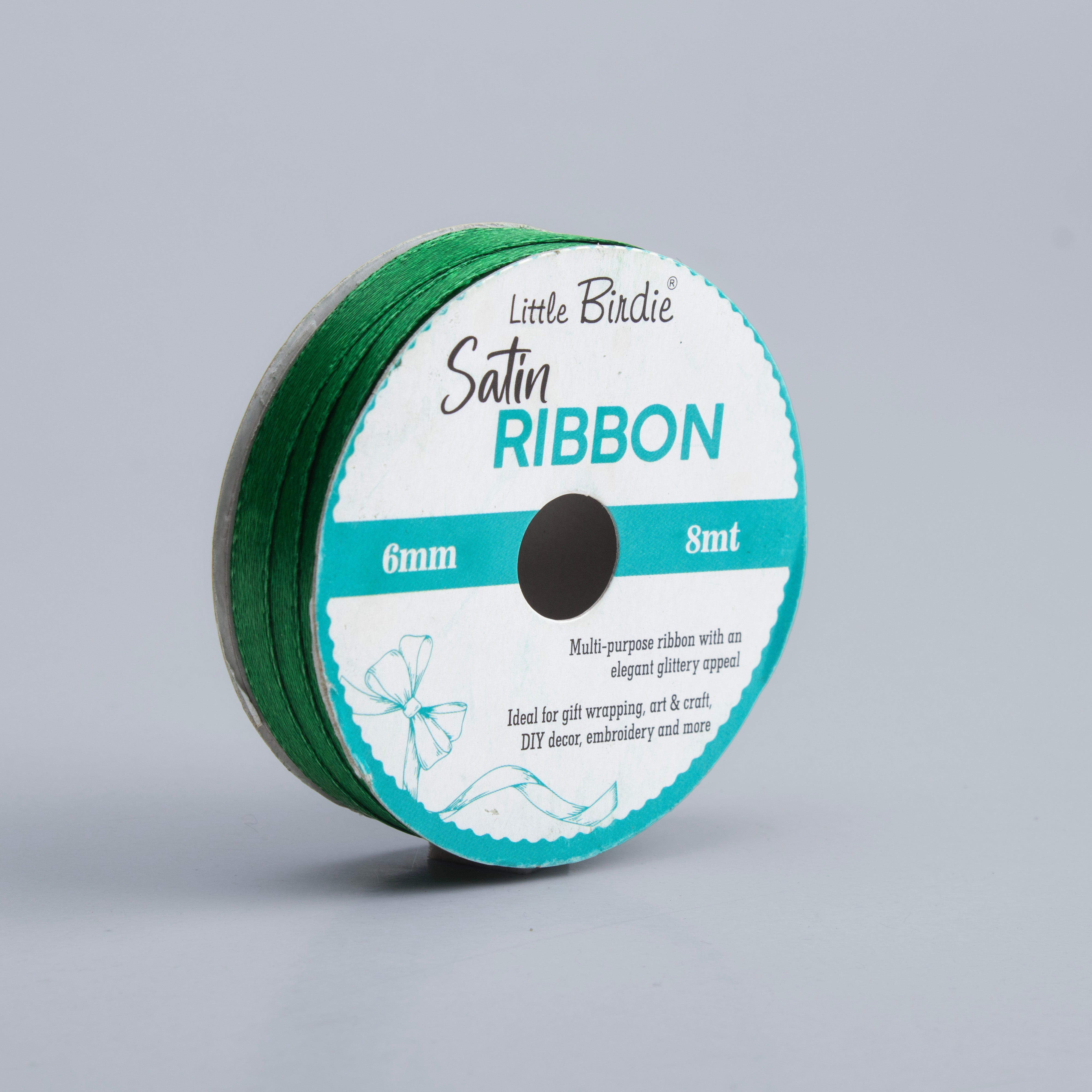 Satin Ribbon 6mm Green 8mtr 1Roll