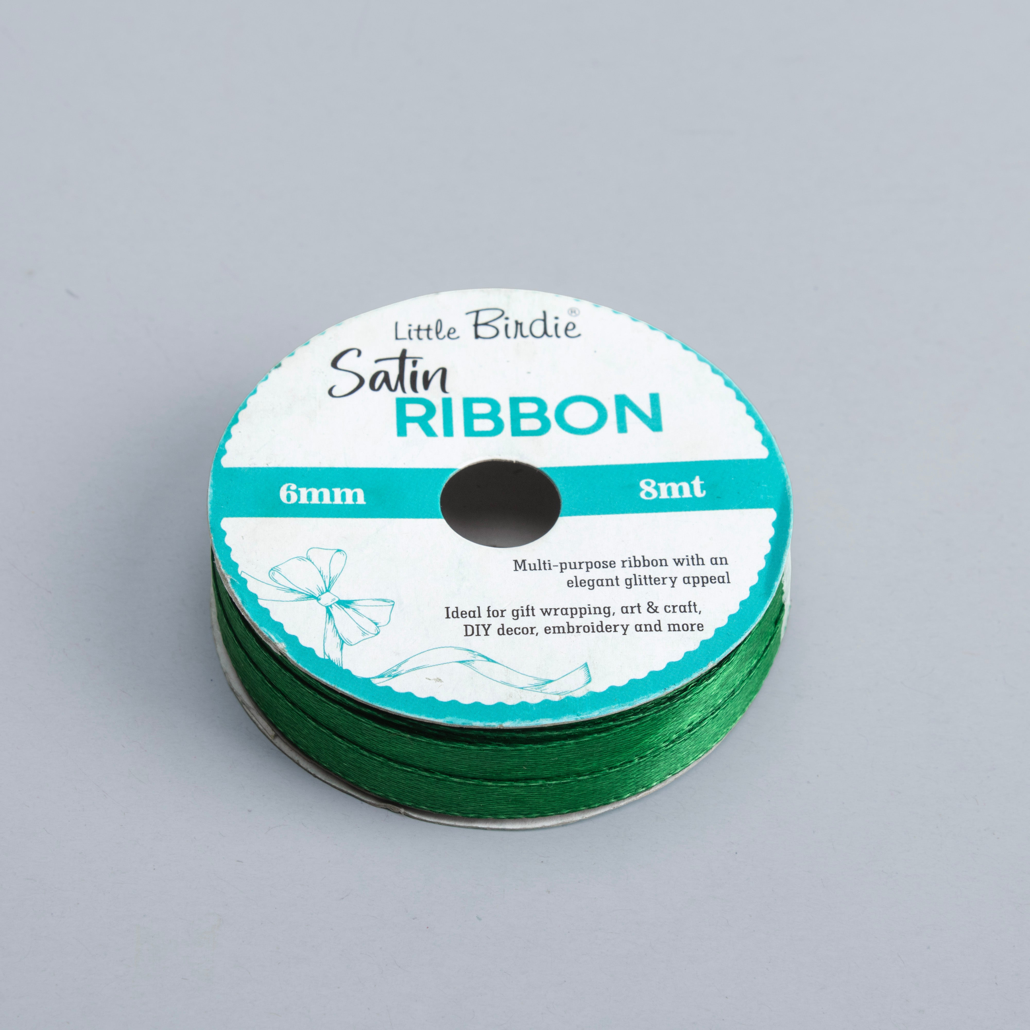 Satin Ribbon 6mm Green 8mtr 1Roll