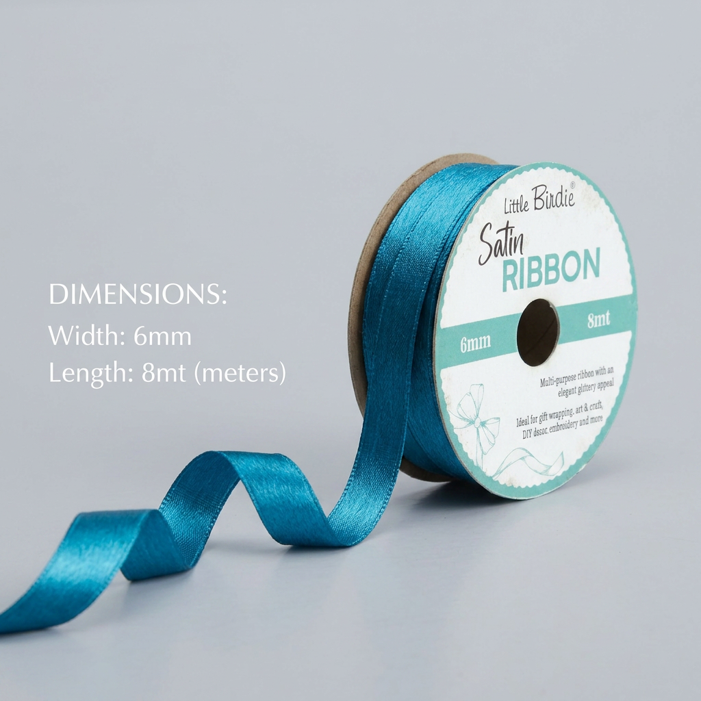 Satin Ribbon 6mm Baby Blue 8mtr 1Roll