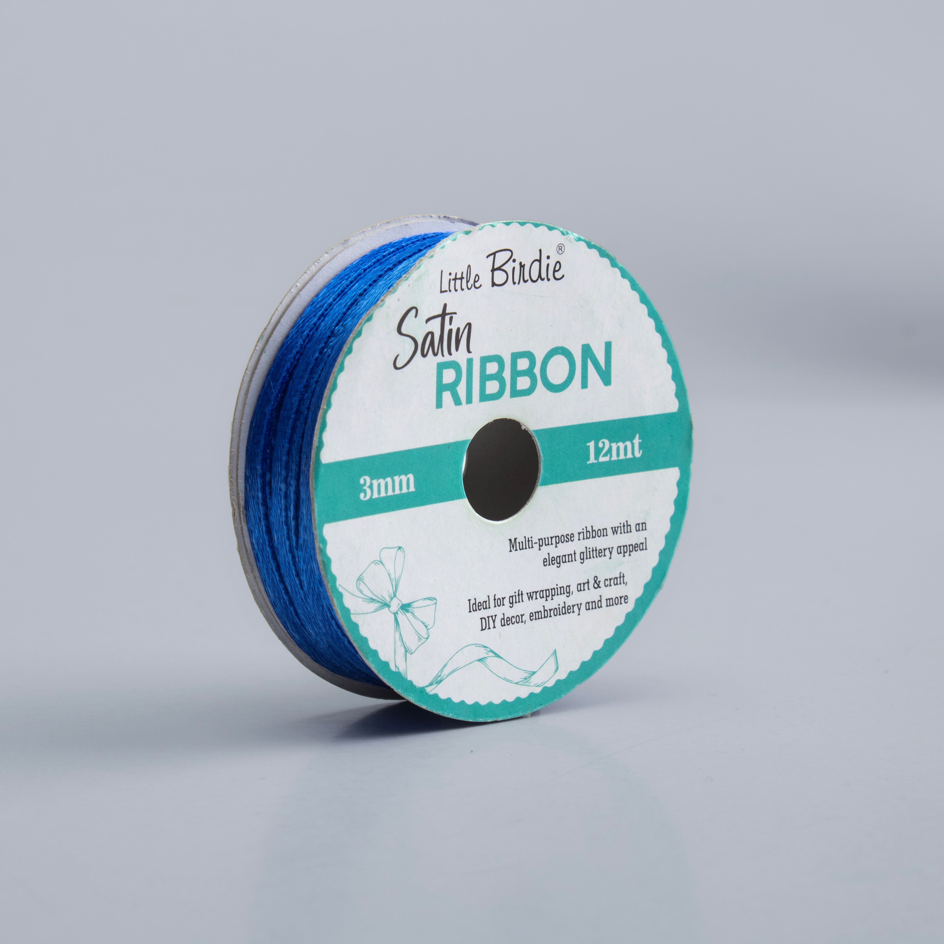 Satin Ribbon 3mm Royal Blue 12mtr 1Roll