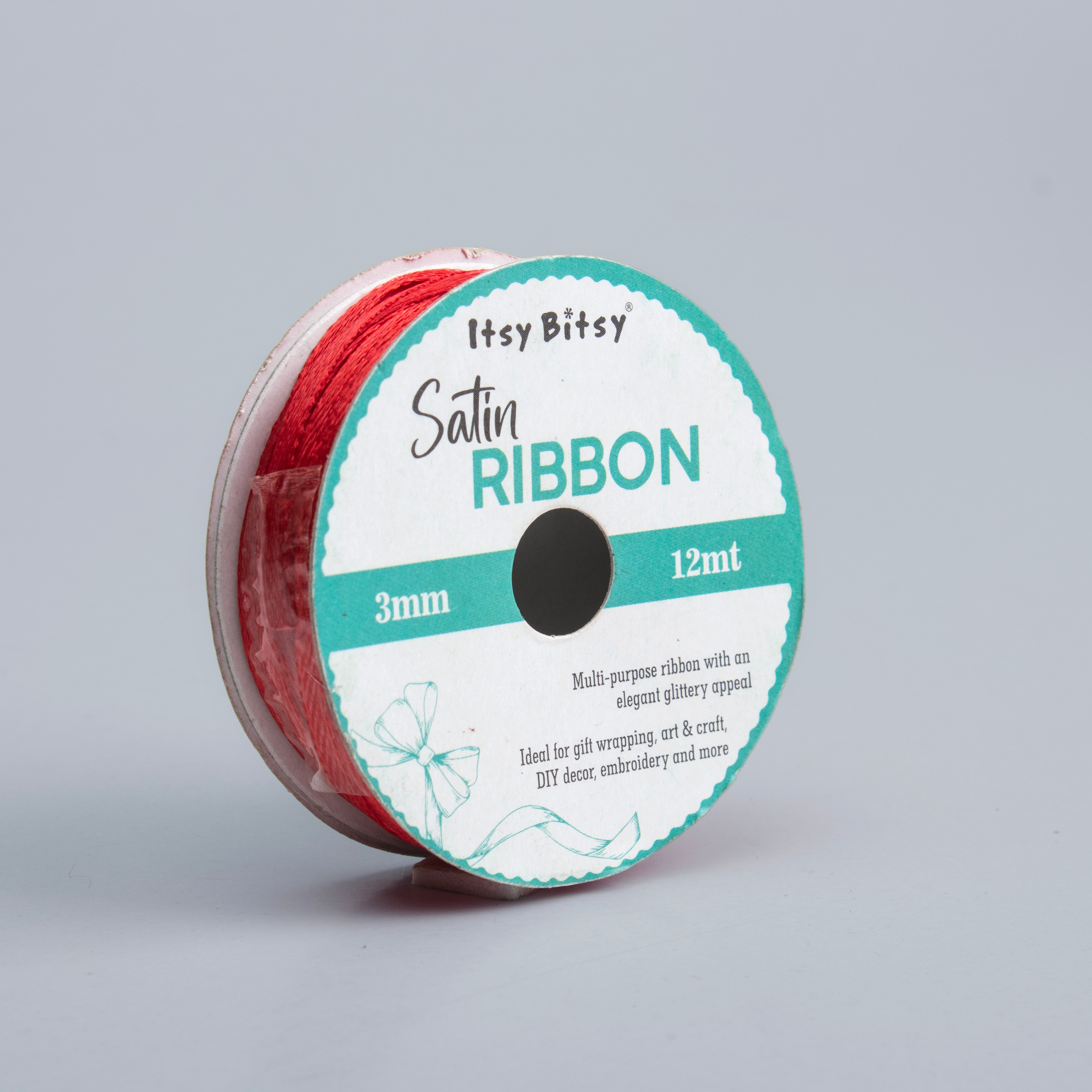 Satin Ribbon 3mm Red 12mtr 1Roll