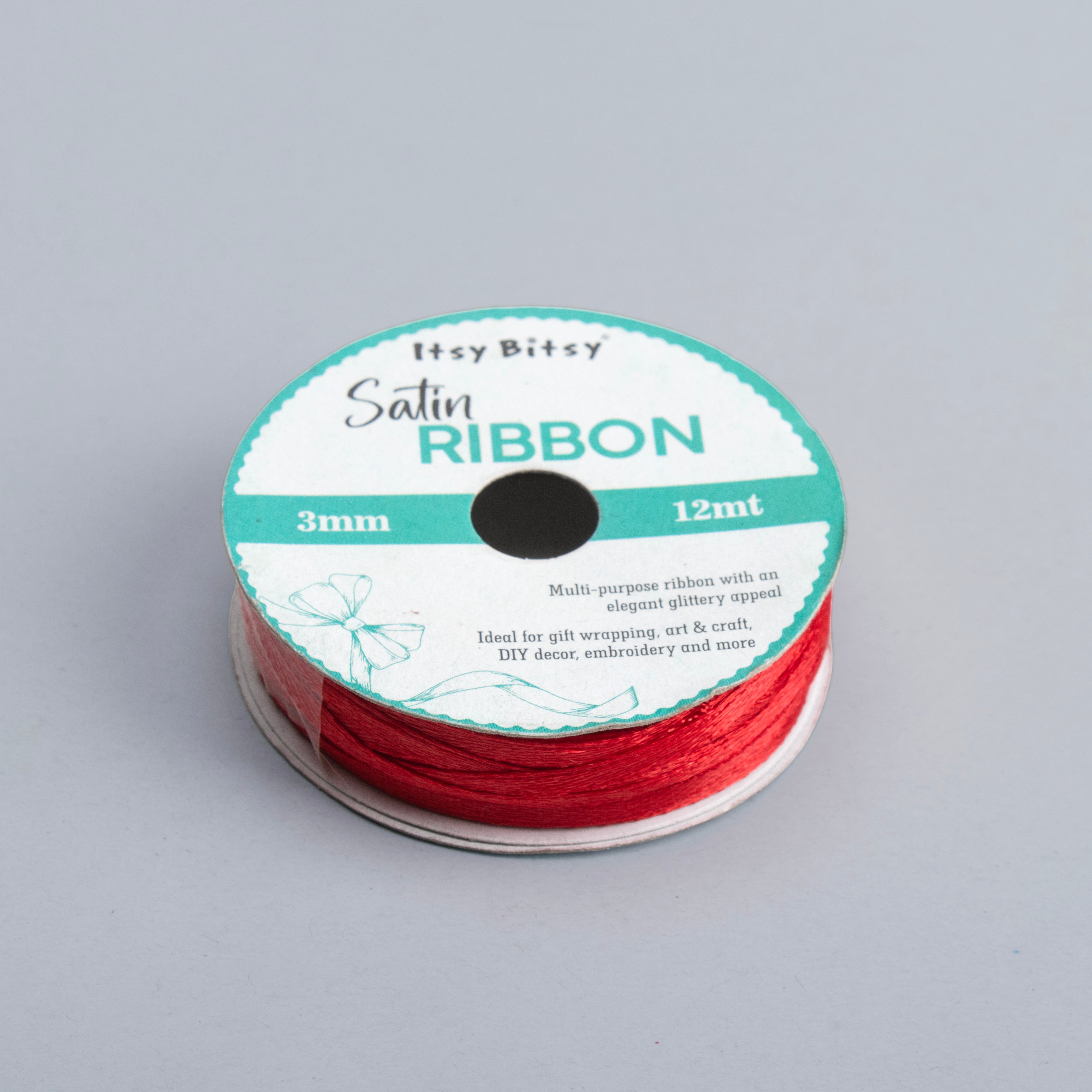 Satin Ribbon 3mm Red 12mtr 1Roll