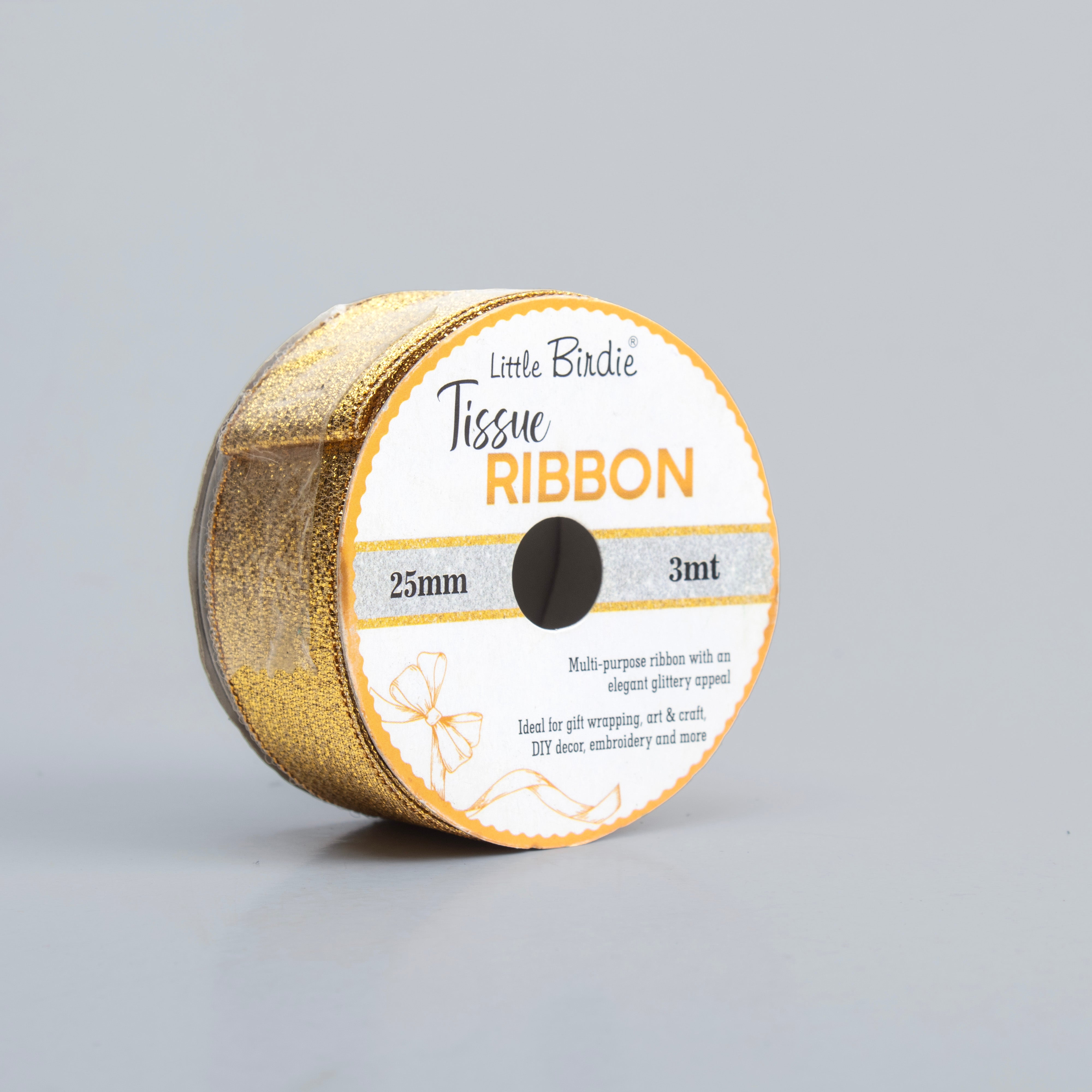 Tissue Ribbon 25mm Dark Gold 3mtr 1Roll