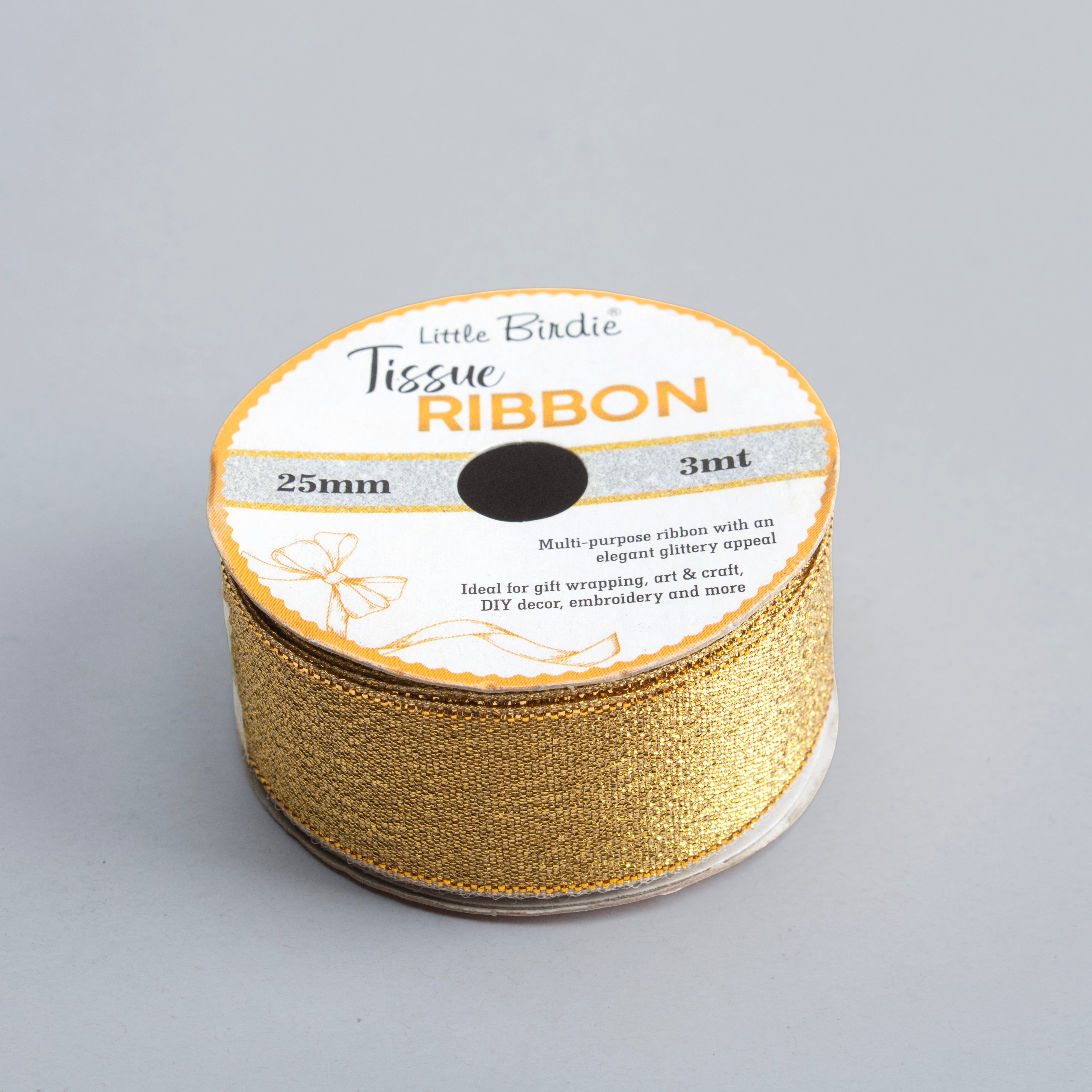 Tissue Ribbon 25mm Dark Gold 3mtr 1Roll