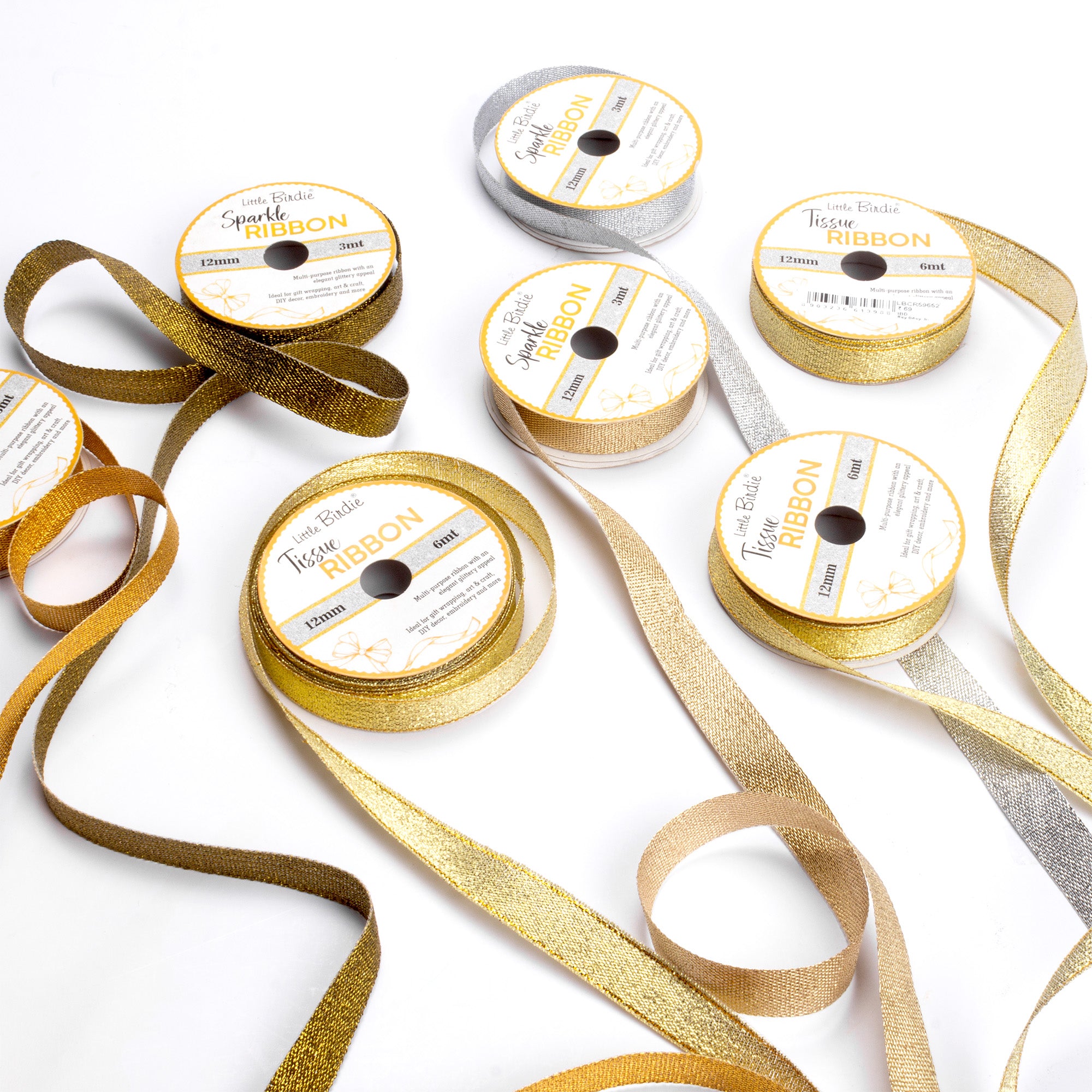 Sparkle Ribbon | 12mm |  Vintage Gold | 3 Meters - 1 Roll