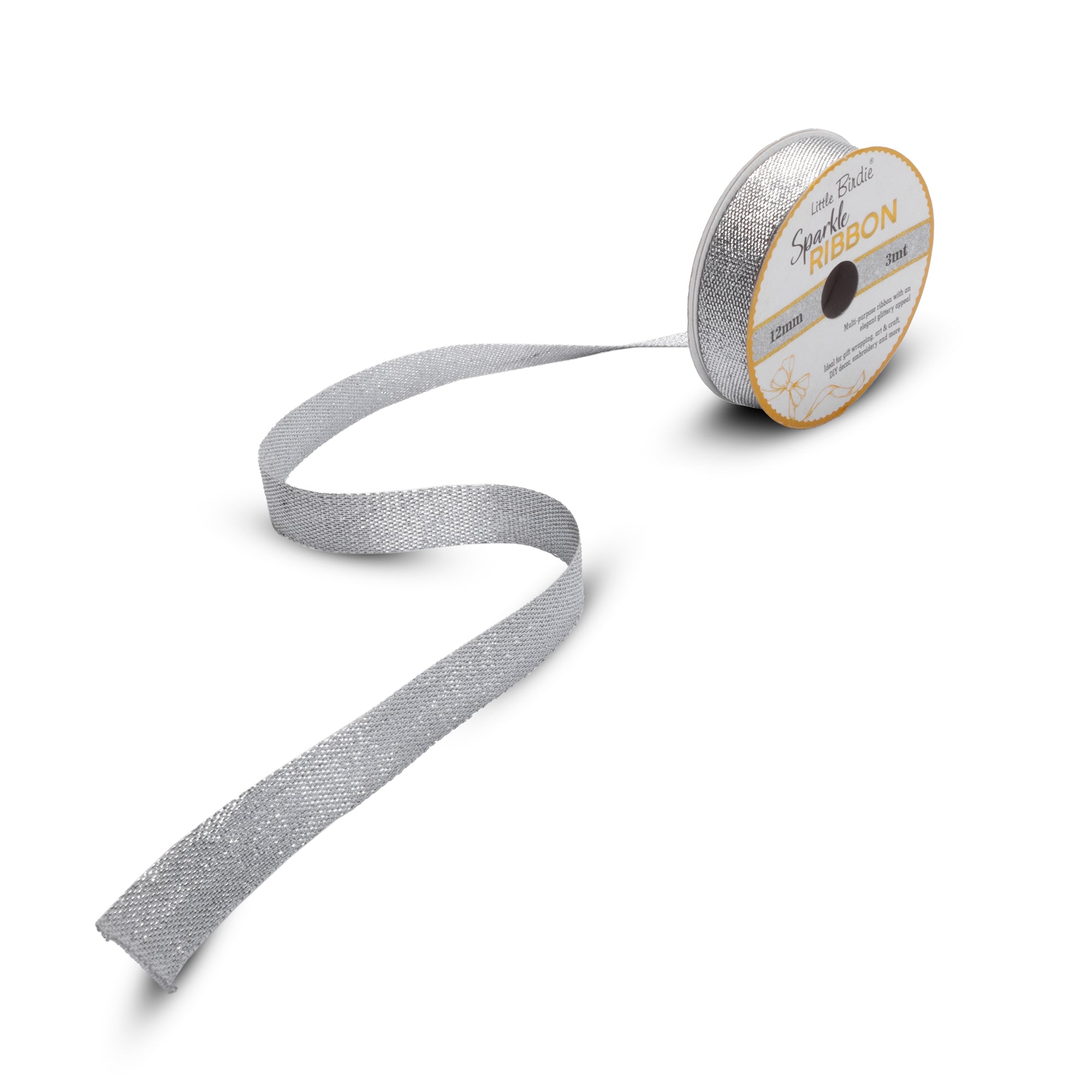 Sparkle Ribbon | 12mm | Silver | 3 Meters - 1 Roll