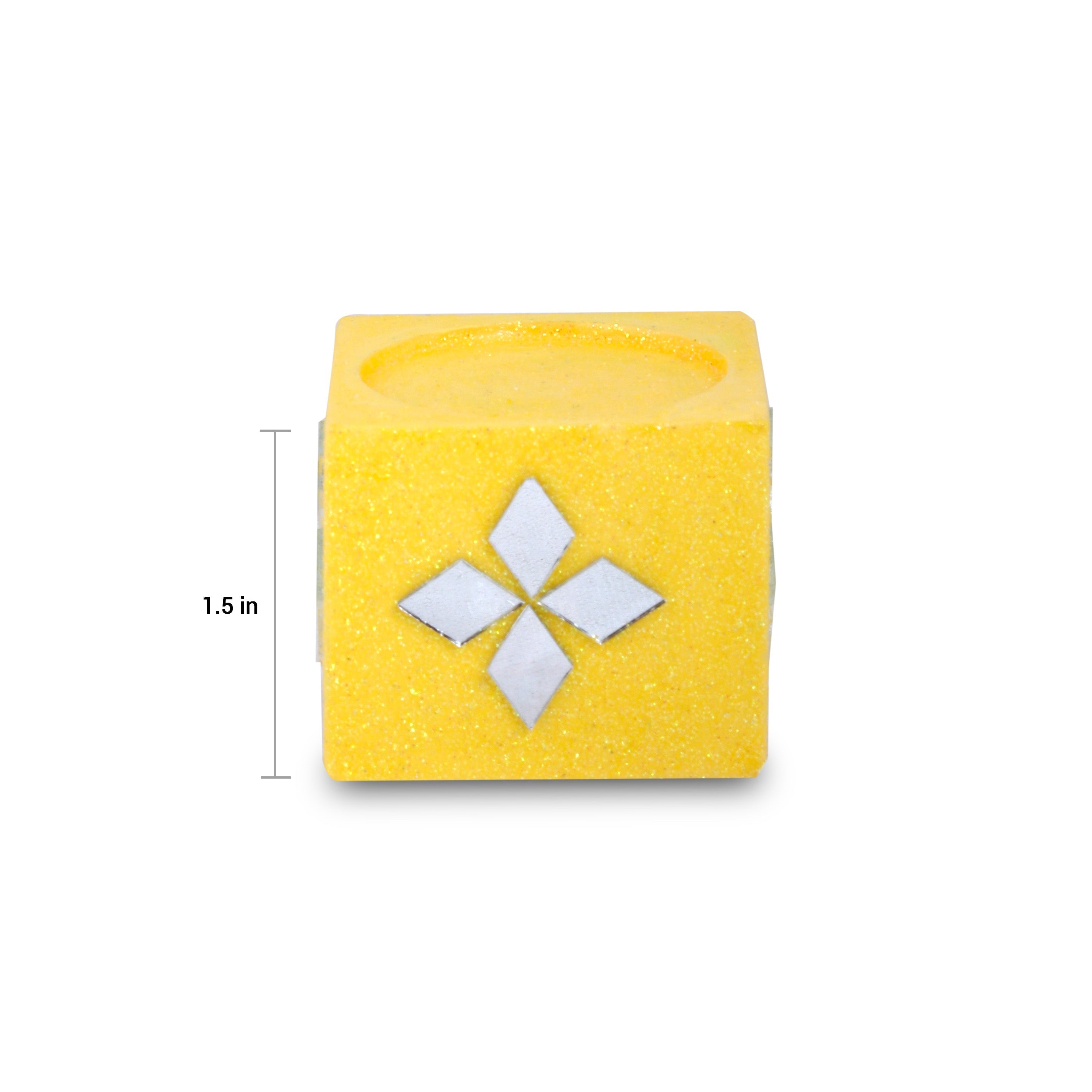 Mirror Art Tealight Holder Florista Yellow 1.5inch 1pc ( Candle Included 1pc)