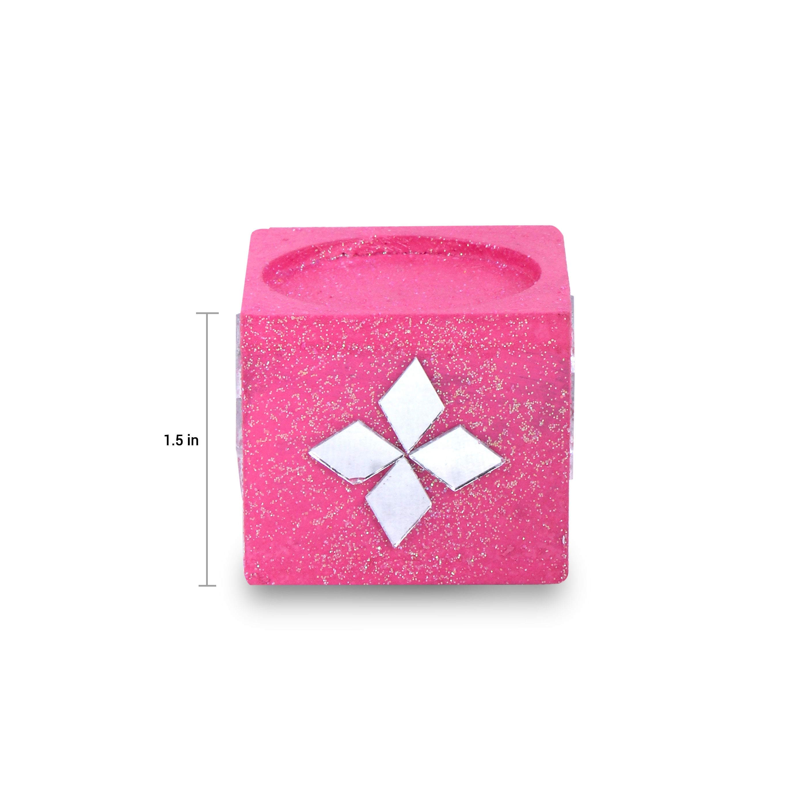 Mirror Art Tealight Holder Florista Pink 1.5inch 1pc ( Candle Included 1pc)