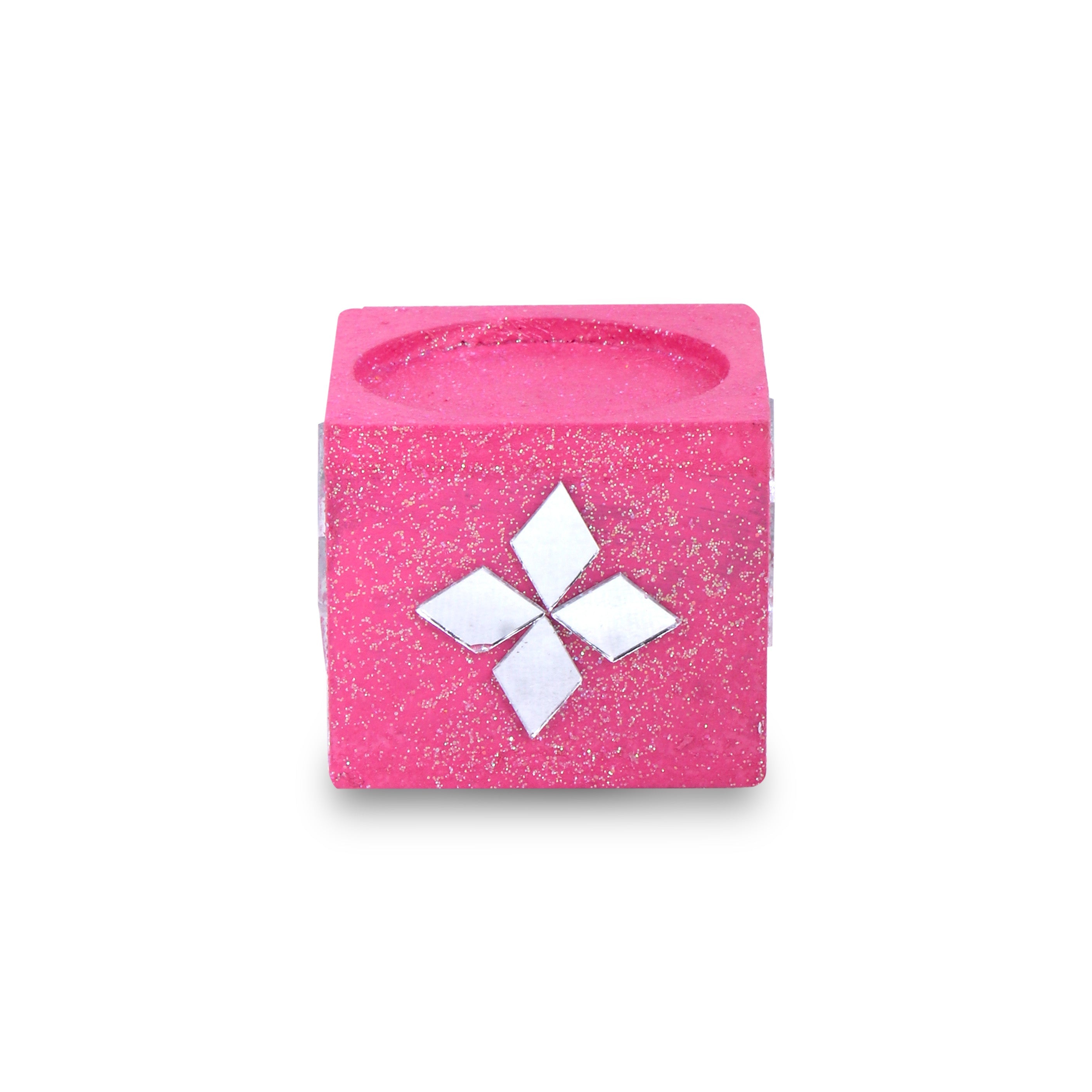 Mirror Art Tealight Holder Florista Pink 1.5inch 1pc ( Candle Included 1pc)