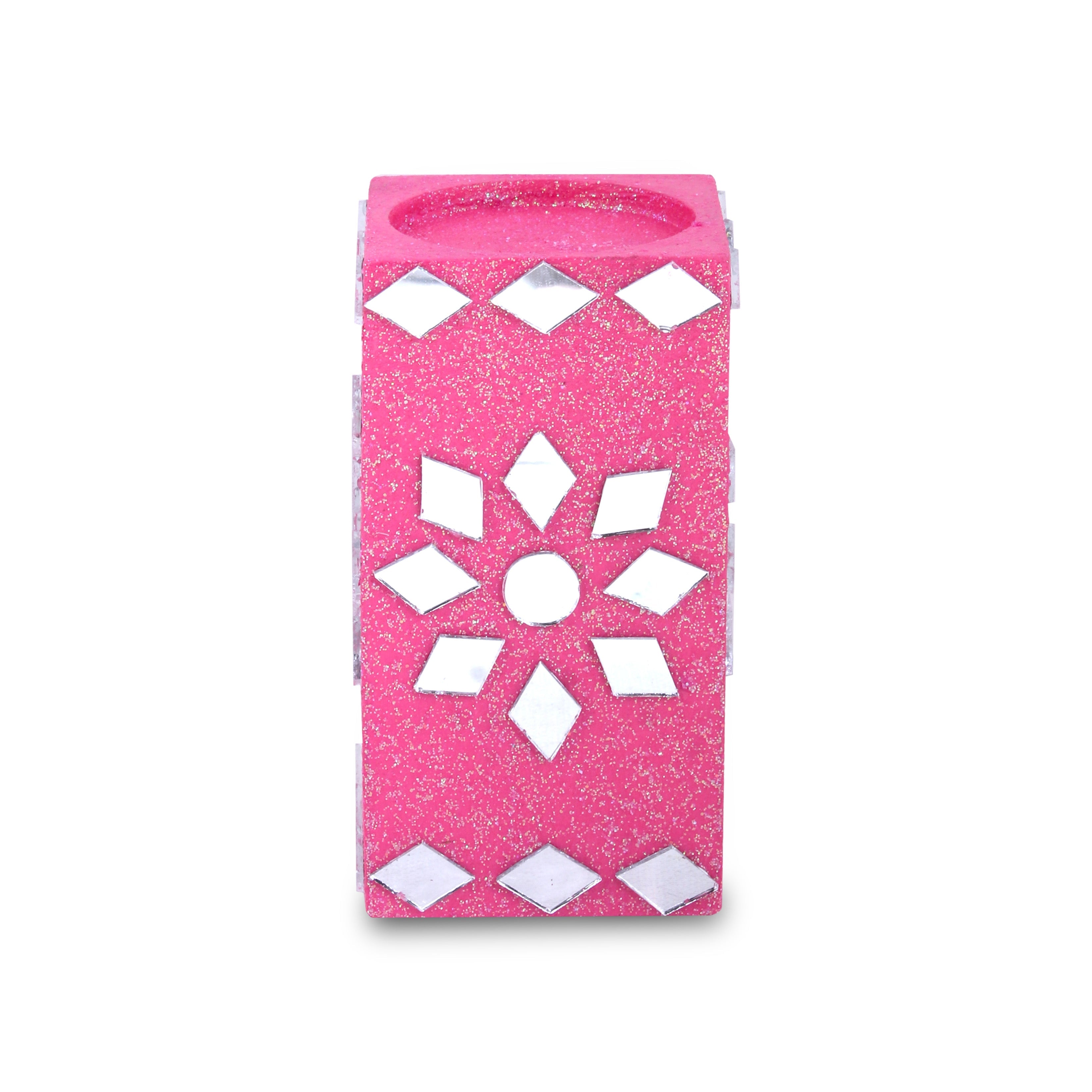 Mirror Art Tealight Holder Florista Pink 3.5inch 1pc ( Candle Included 1pc)