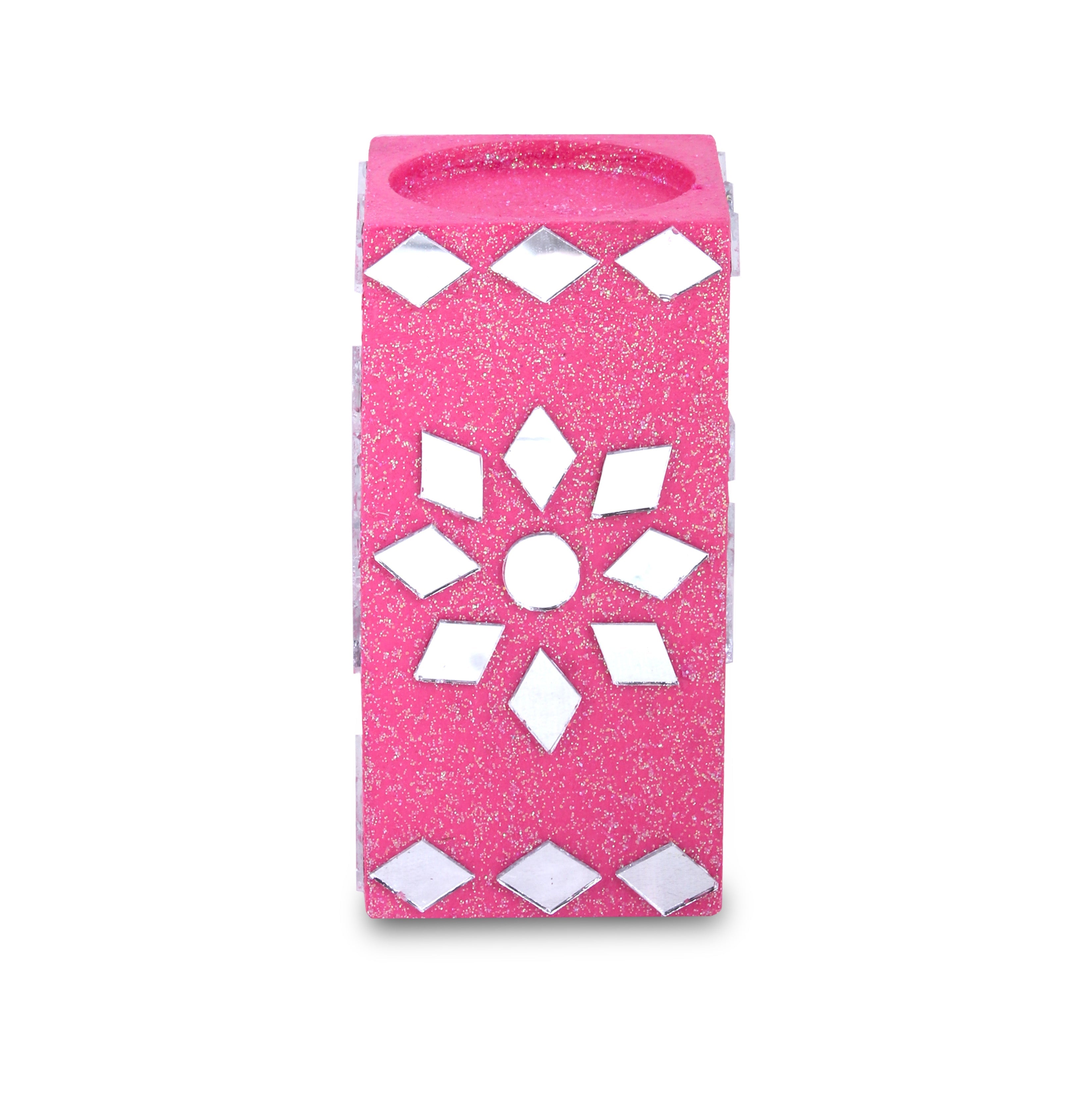 Mirror Art Tealight Holder Florista Pink 5inch 1pc ( Candle Included 1pc)