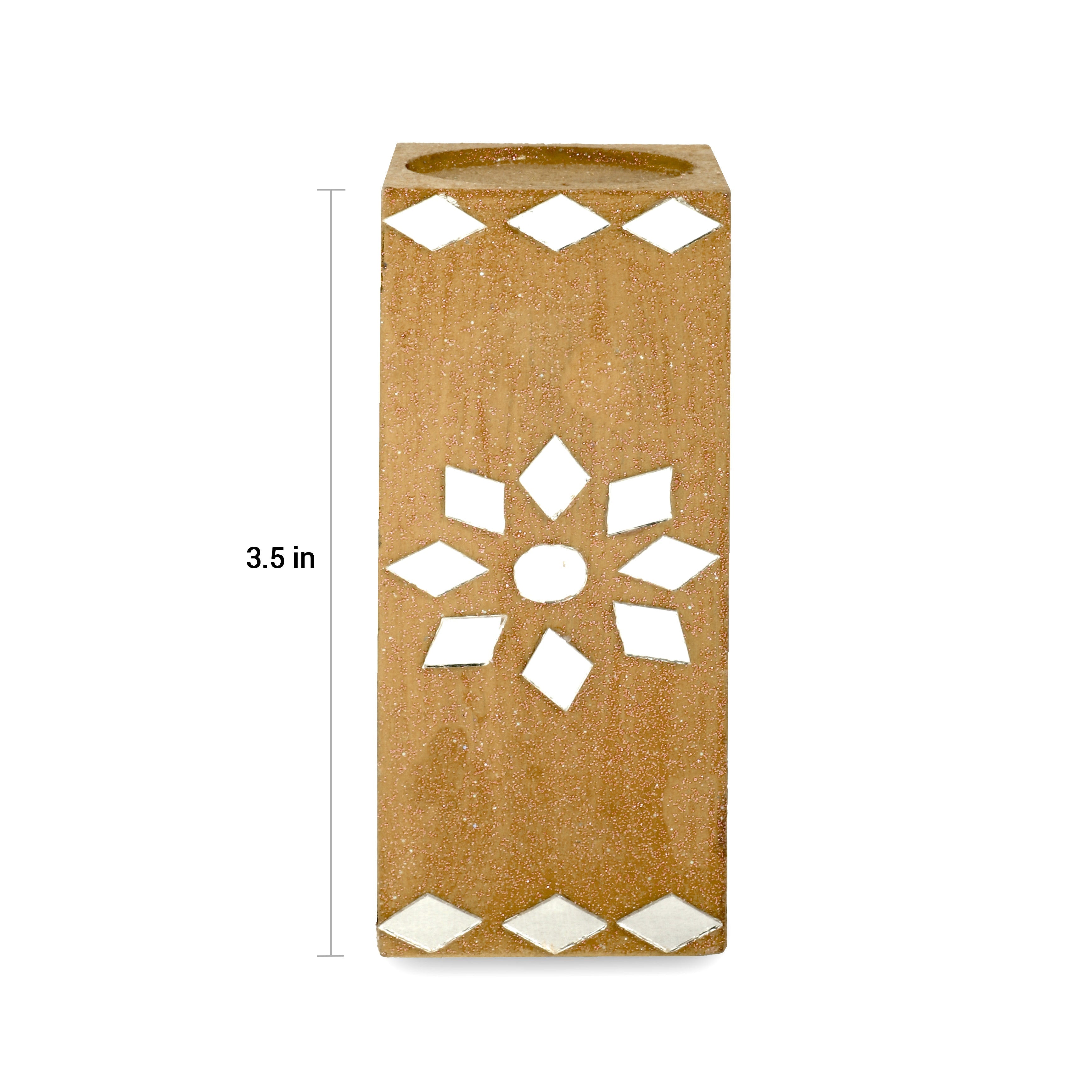 Mirror Art Tealight Holder Florista Gold 5inch 1pc ( Candle Included 1pc)