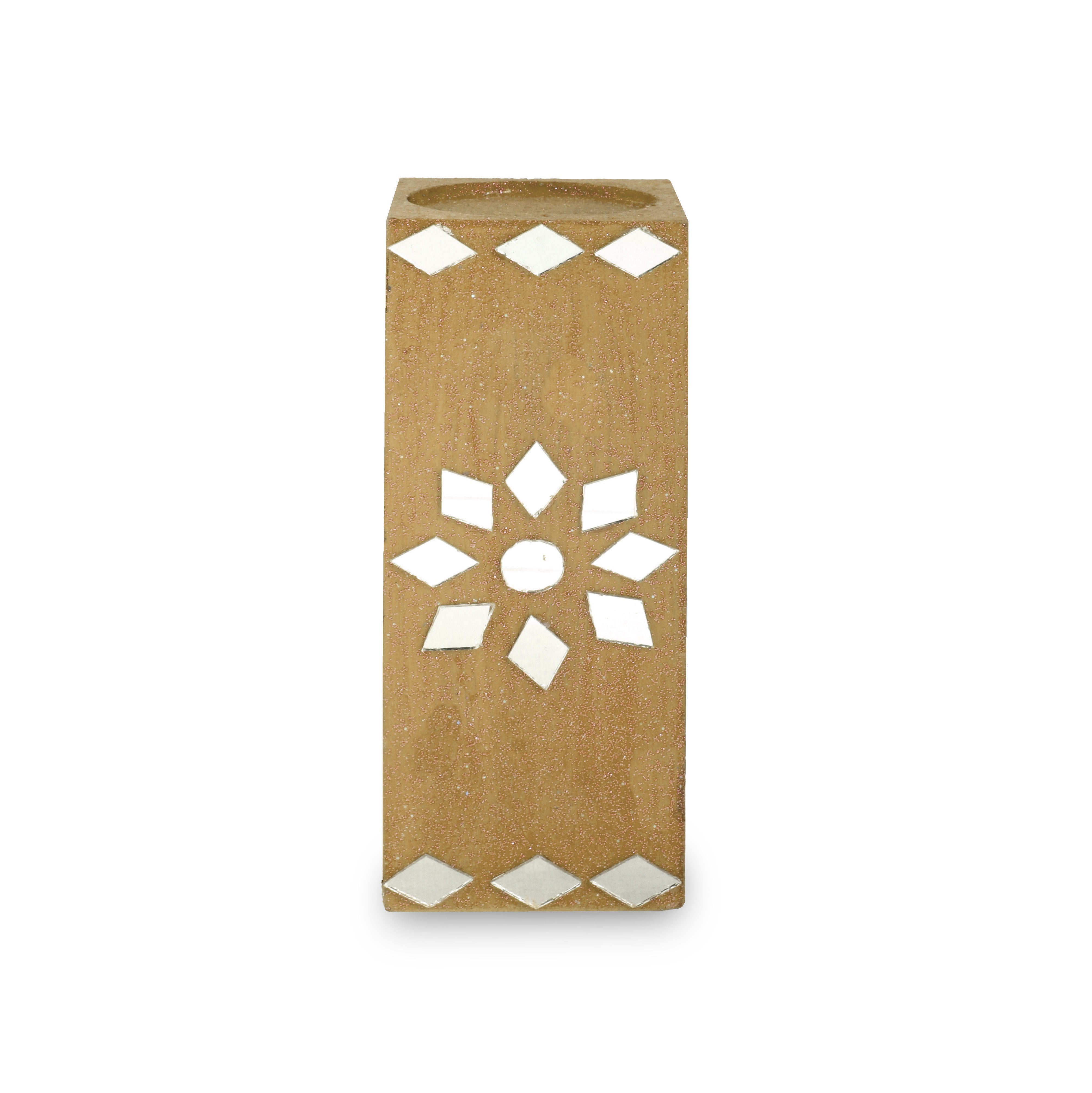 Mirror Art Tealight Holder Florista Gold 5inch 1pc ( Candle Included 1pc)