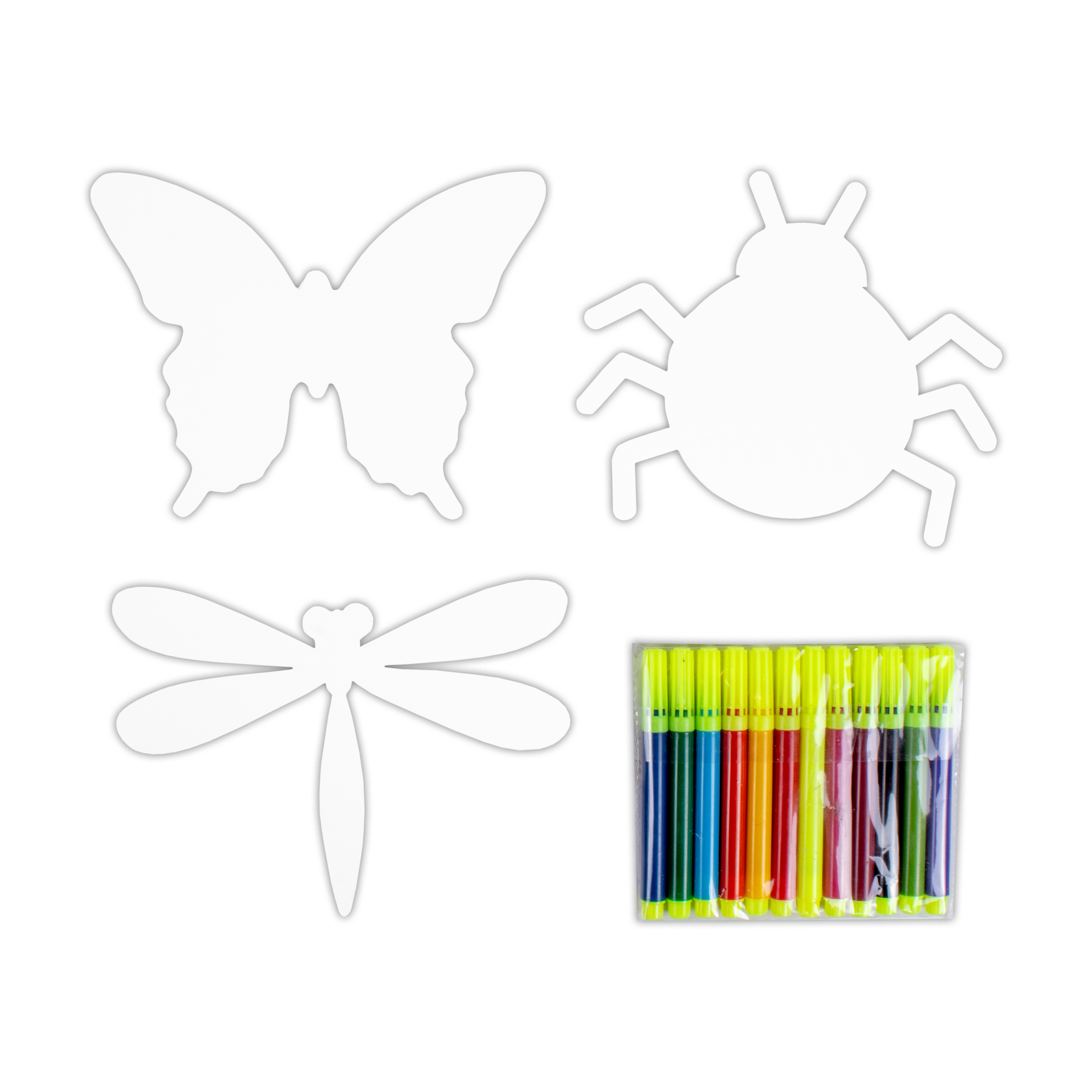 Colour Me Wild Wings Pre- Cut Shapes with 12 Colour Markers 10Pc Box