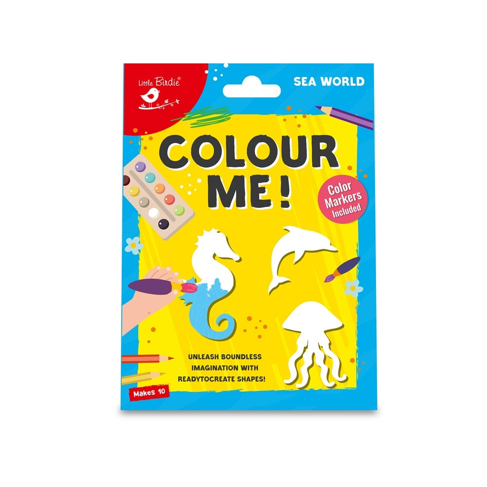 Colour Me Sea World Pre- Cut Shapes with 12 Colour Markers 10Pc Box