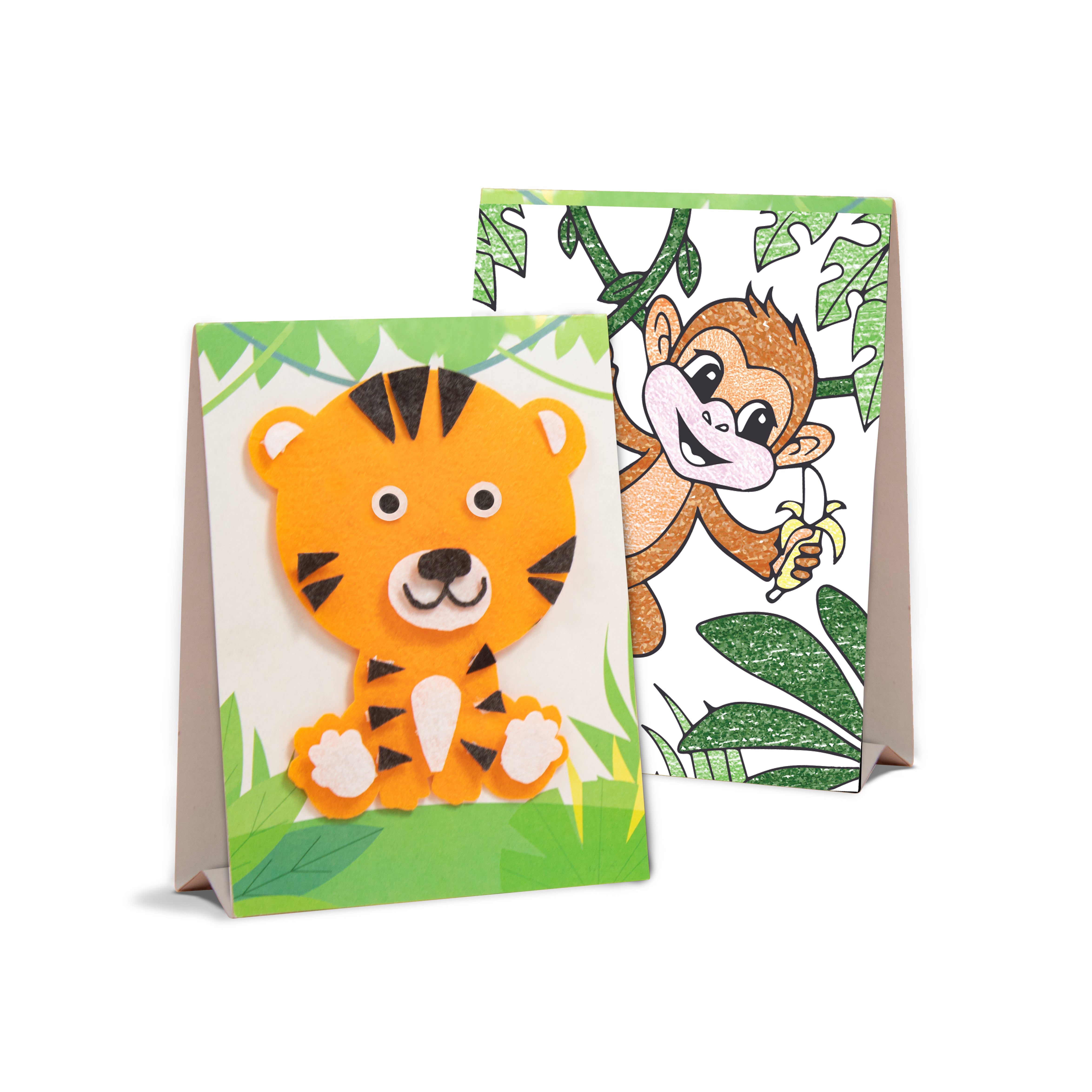 DIY 3D Felt Animal & Colouring Kit Tiger And Monkey 1 Box