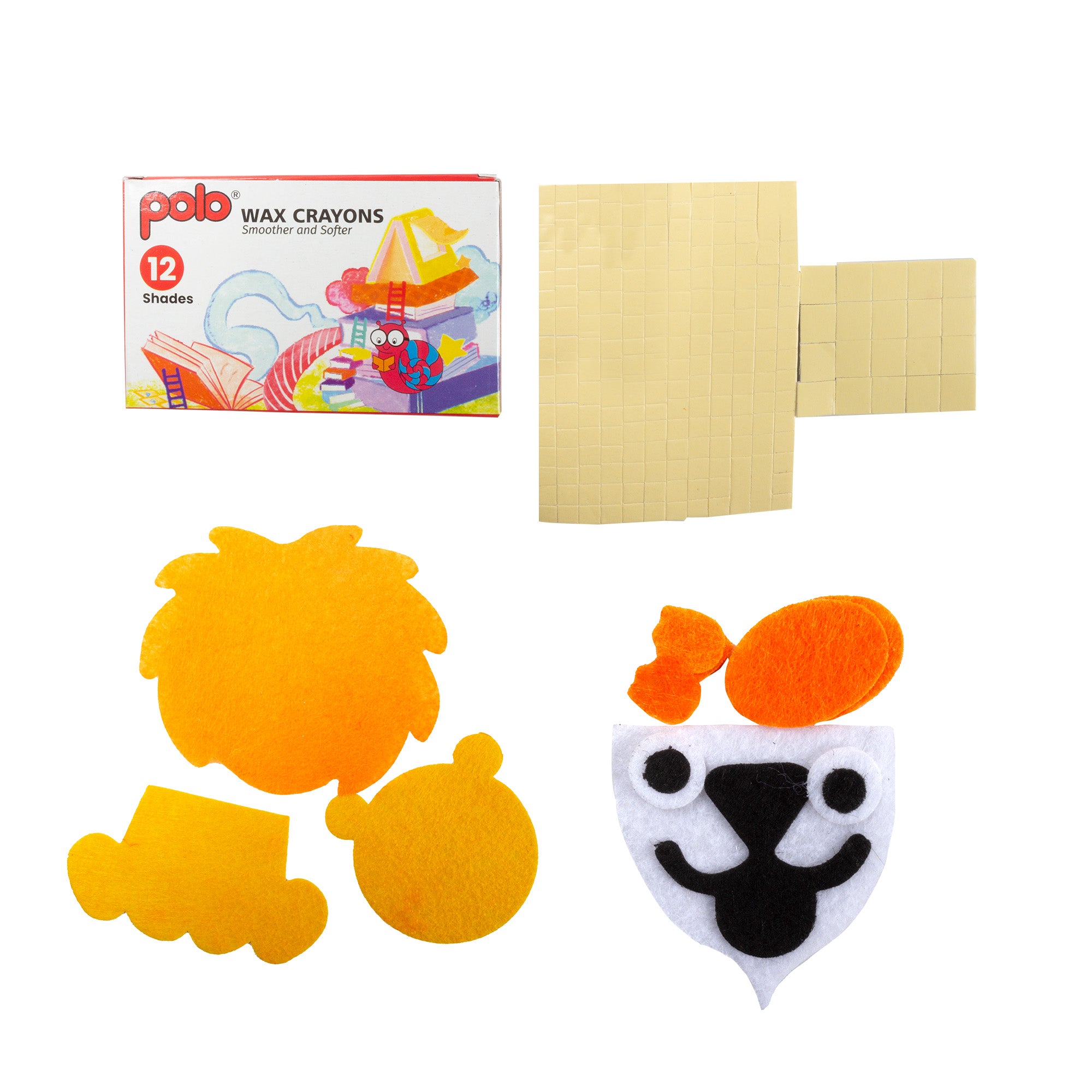 DIY 3D Felt Animal & Colouring Kit Lion And Elephant 1 Box