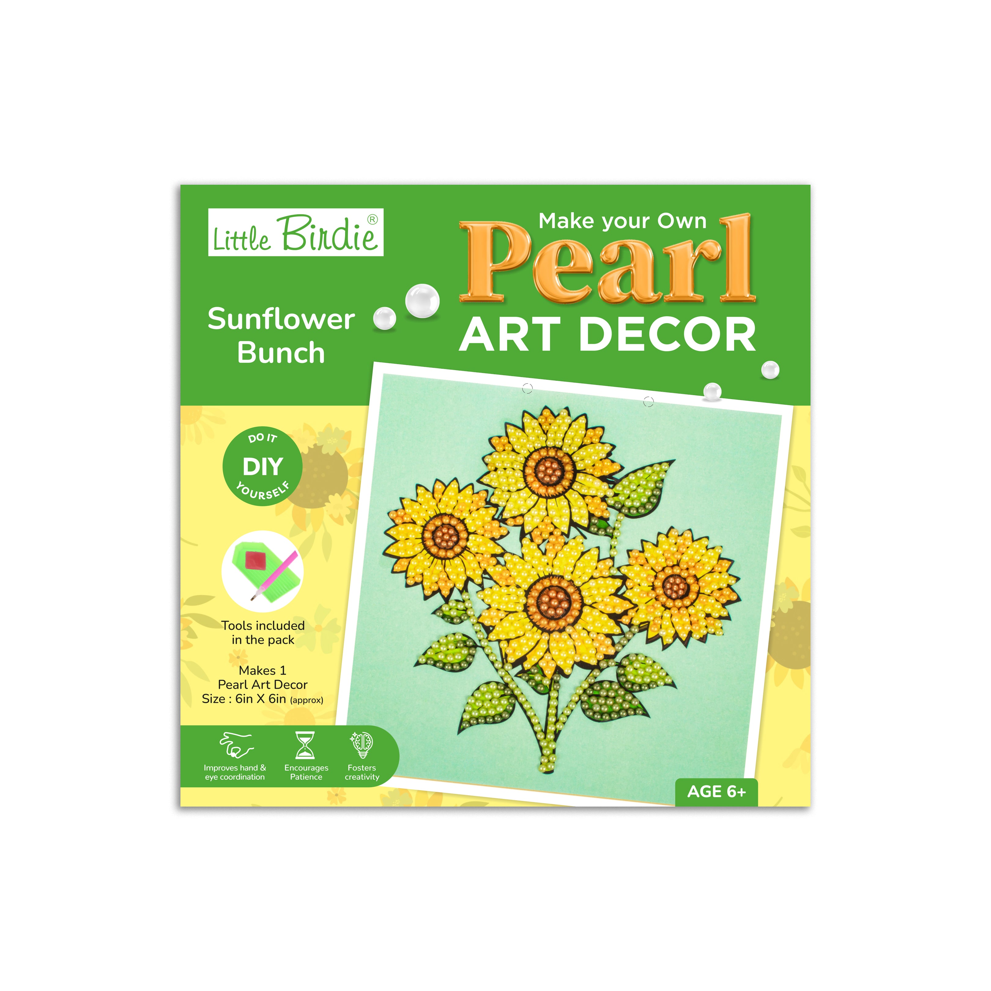 DIY Make Your Own Pearl Art Decor Kit Sunflower Bunch 1 Box