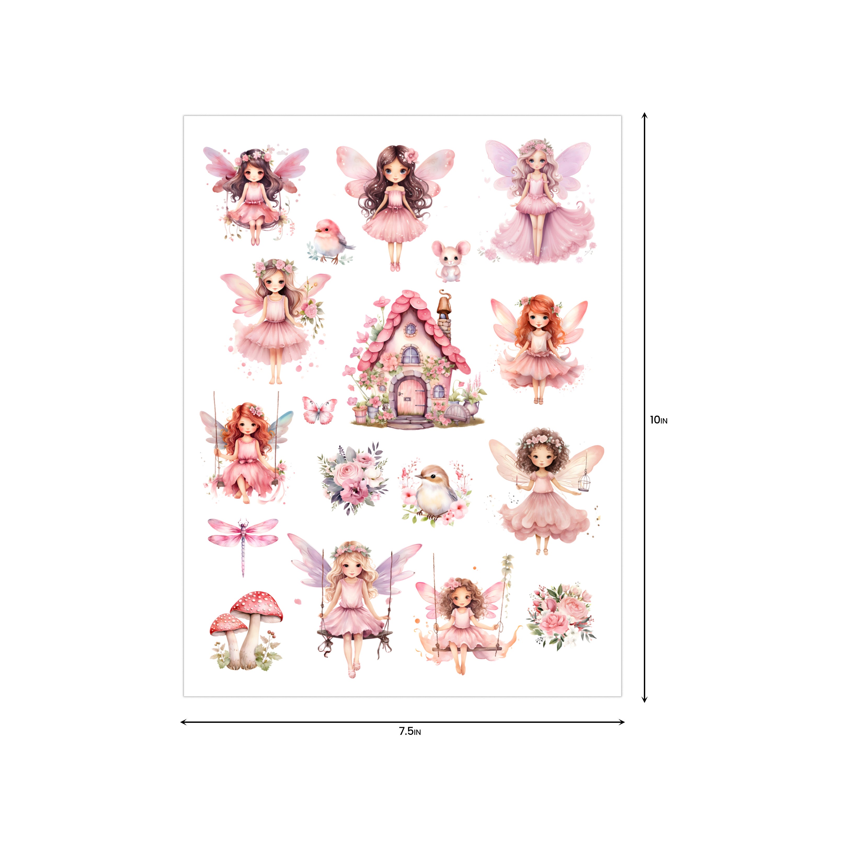 Deco Transfer Sheet Fairy World 10inch X 7.5inch 1pc