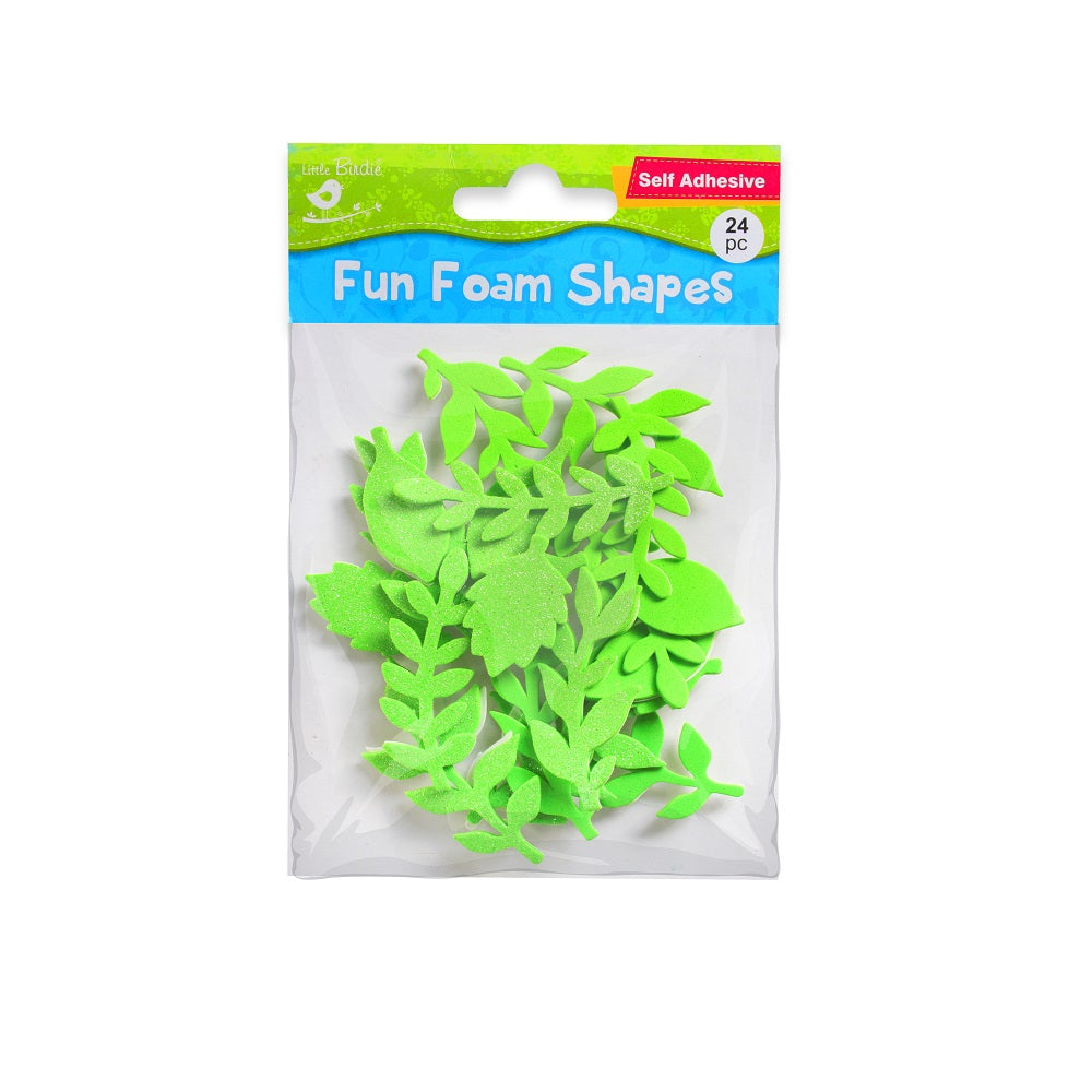 Fun Foam Stickers with Glitter Leaves 24Pcs