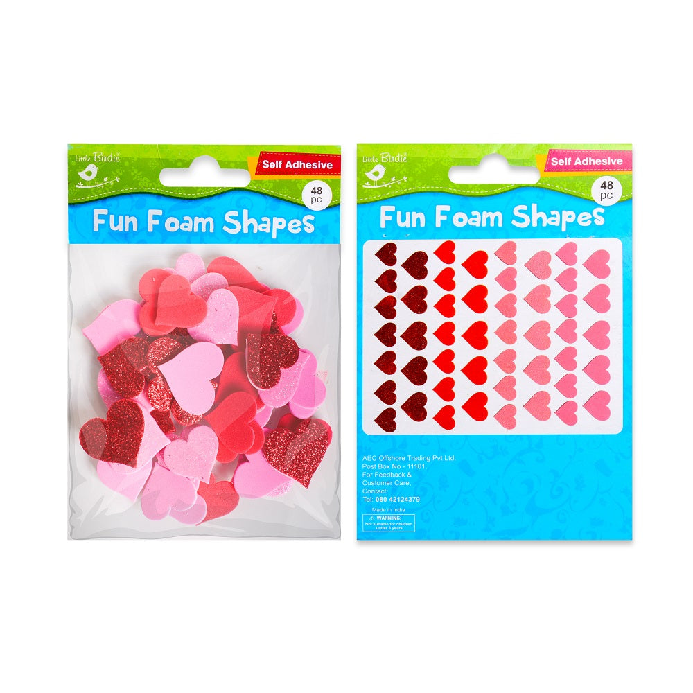 Fun Foam Stickers Hearts 48Pcs