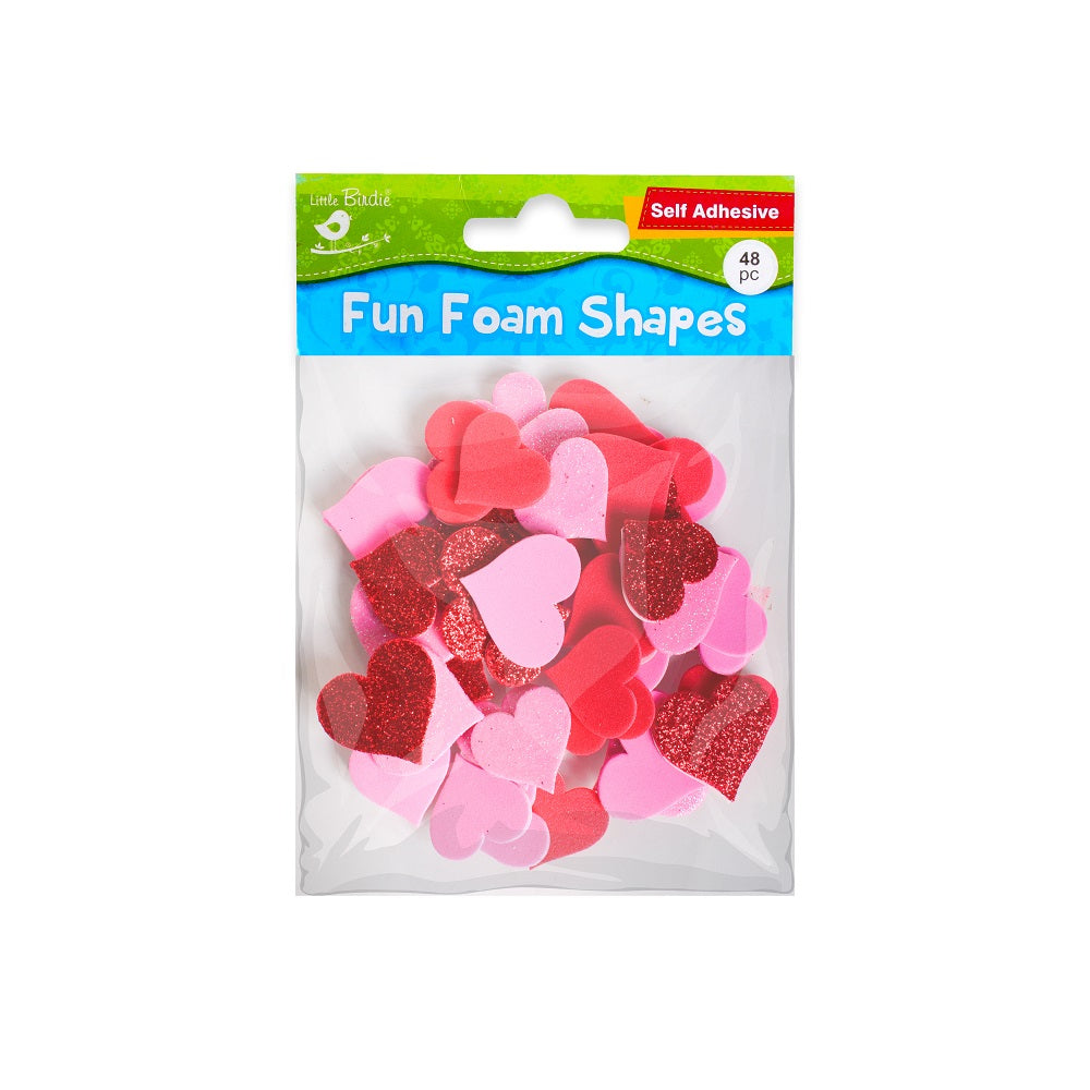 Fun Foam Stickers Hearts 48Pcs