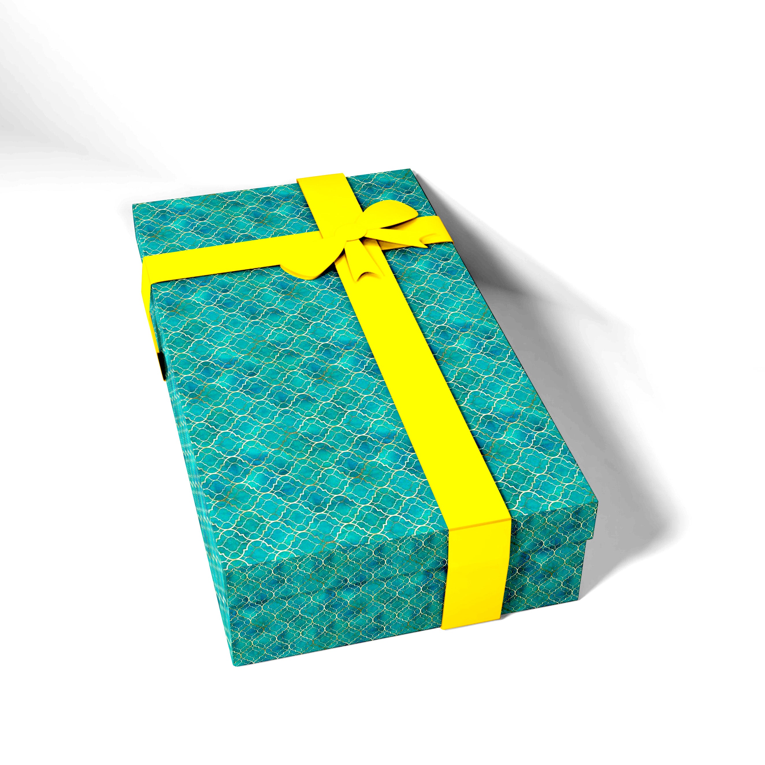 Gift Box Moroccan Trellis Aqua Shimmer Approx L 9.5 X 14.5 X 2.25inch