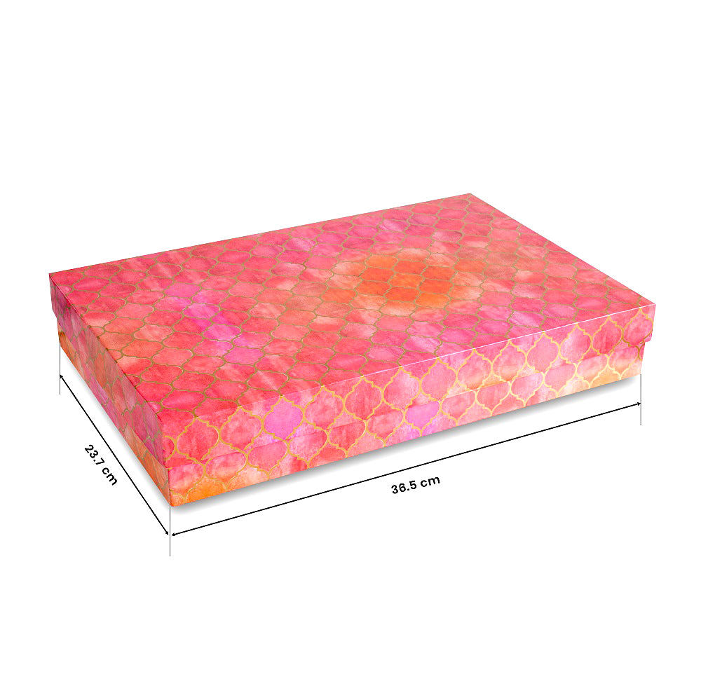 Gift Box Moroccan Trellis Rosy Shimmer Approx L 9.5 X 14.5 X 2.25inch