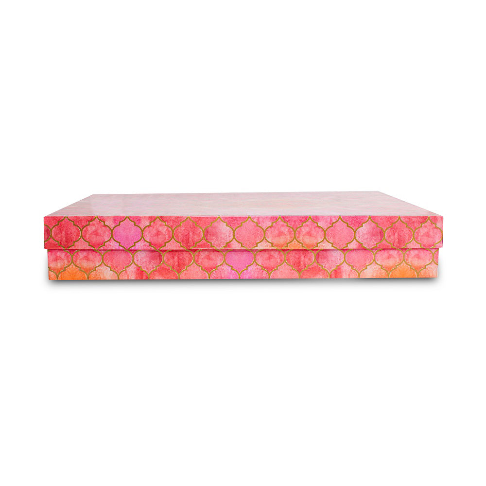 Gift Box Moroccan Trellis Rosy Shimmer Approx L 9.5 X 14.5 X 2.25inch