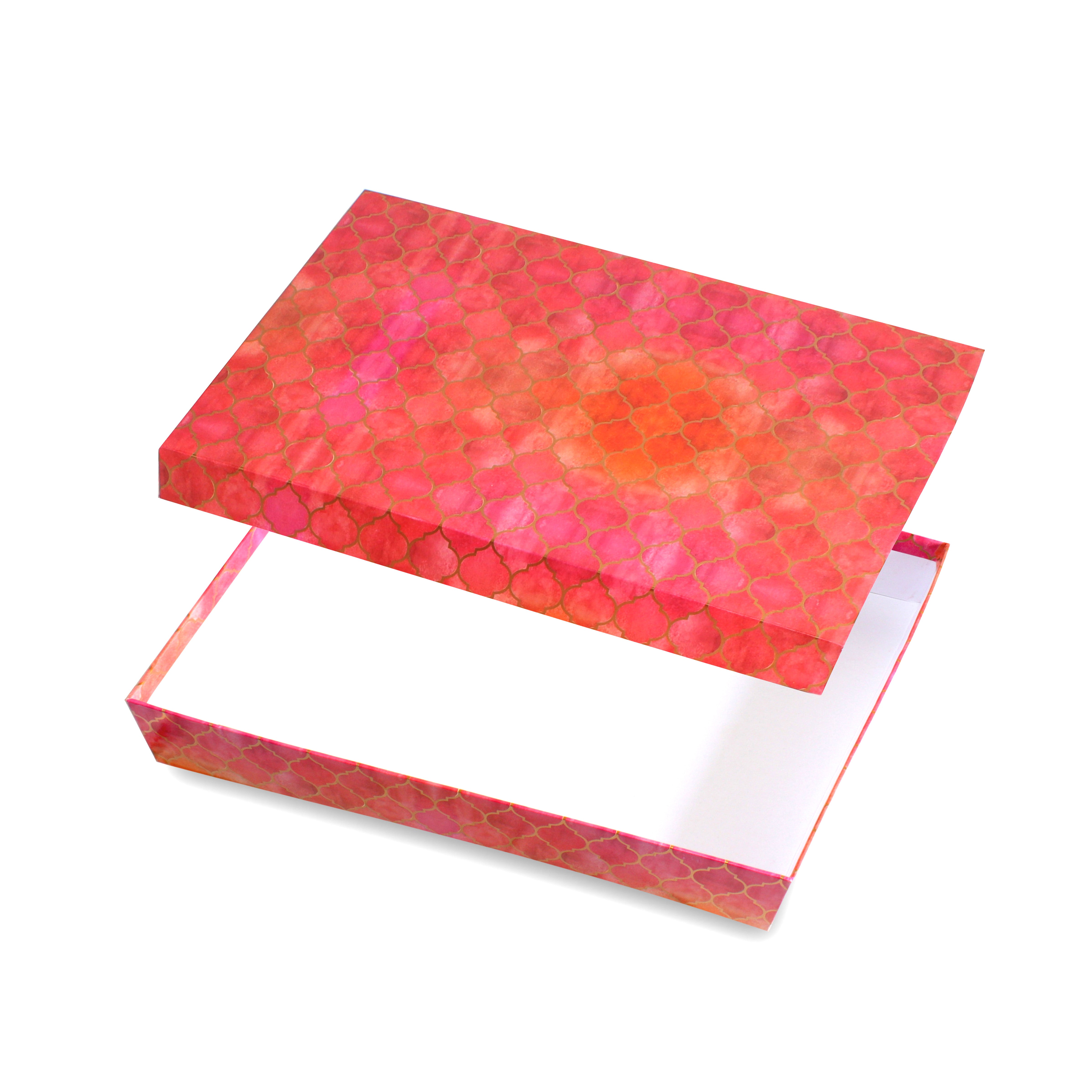 Gift Box Moroccan Trellis Rosy Shimmer Approx L 9.5 X 14.5 X 2.25inch