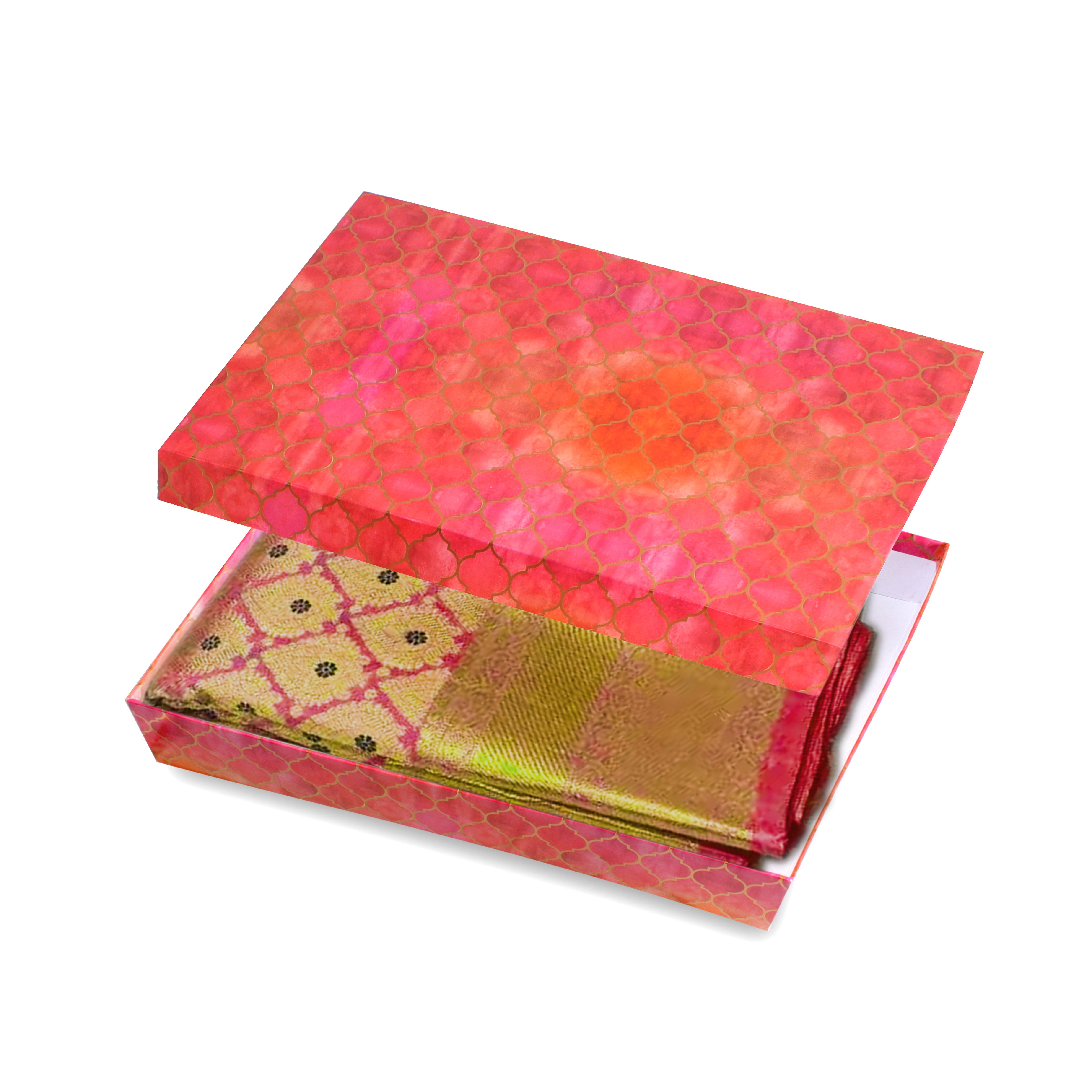 Gift Box Moroccan Trellis Rosy Shimmer Approx L 9.5 X 14.5 X 2.25inch