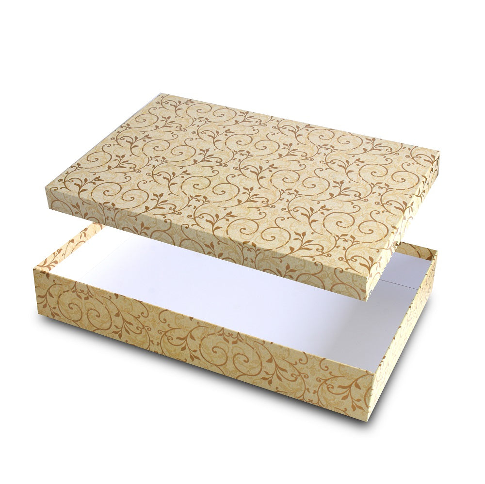 Gift Box Floral Swirls Ivory Shimmer Approx L 9.5 X 14.5 X 2.25inch