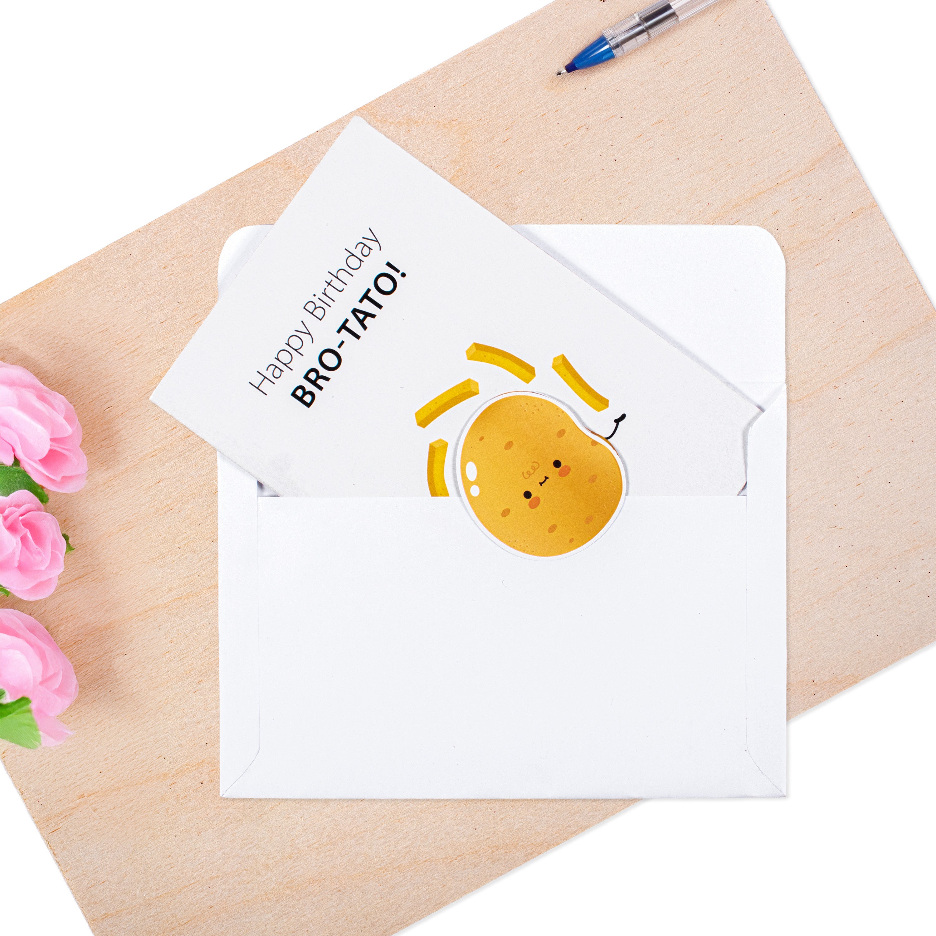 Greeting Card & Envelope Happy Birthday Bro-Tato 4 X 6inch Approx 2pc