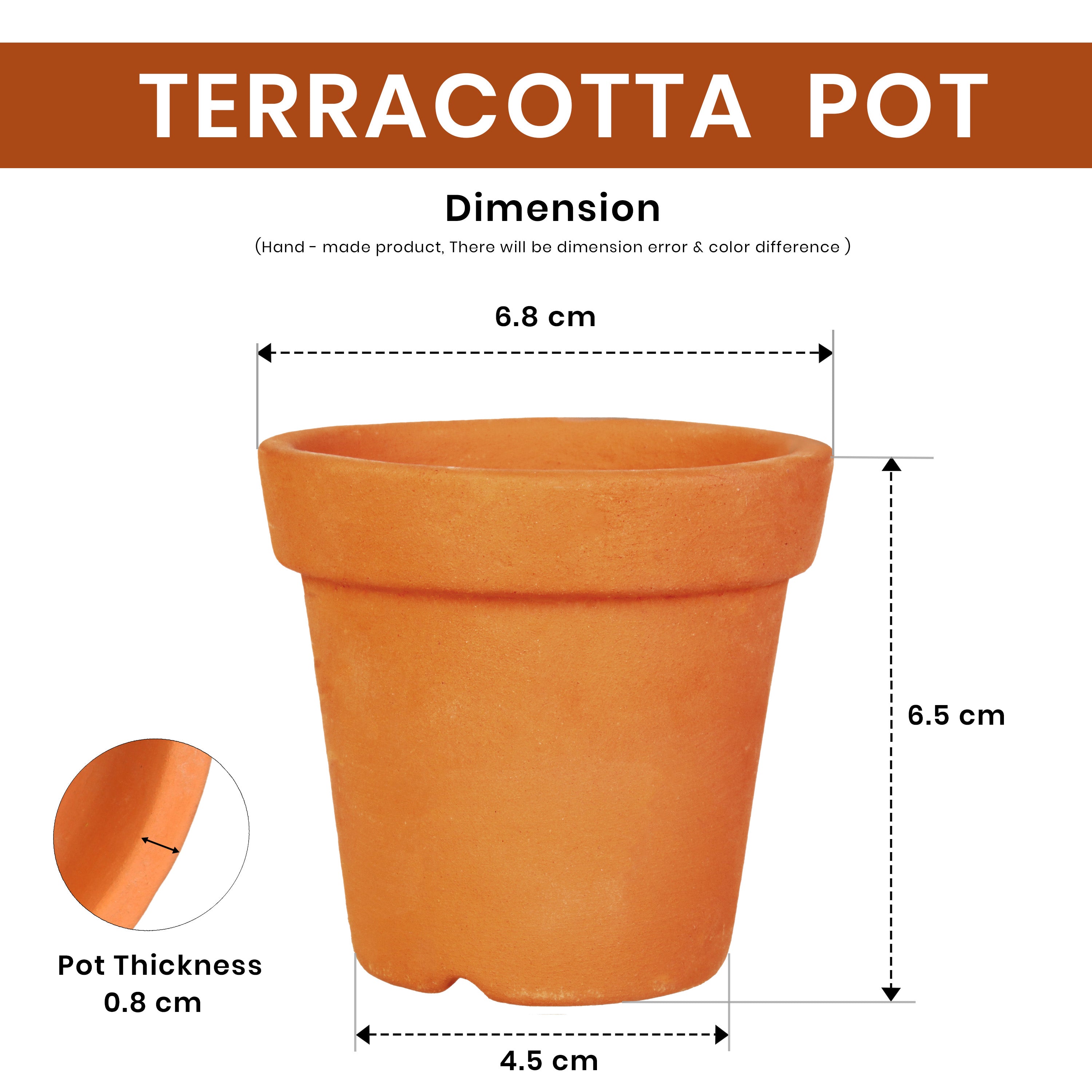 Terracotta Mini Pot - Conical, H6.5 X W6.8cm, 1pc