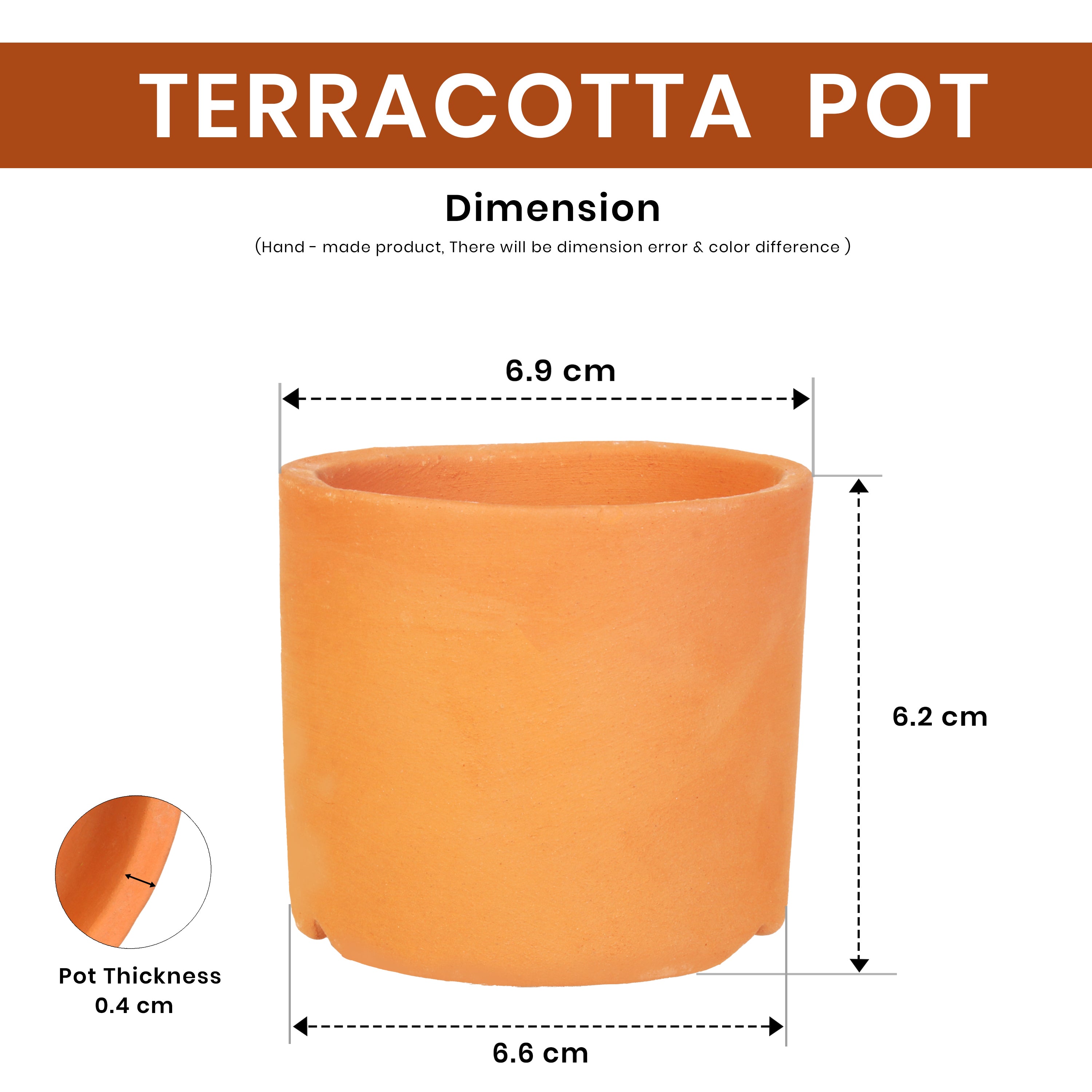 Terracotta Mini Pot - Cylindrical H6.2 X W6.9cm, 1pc