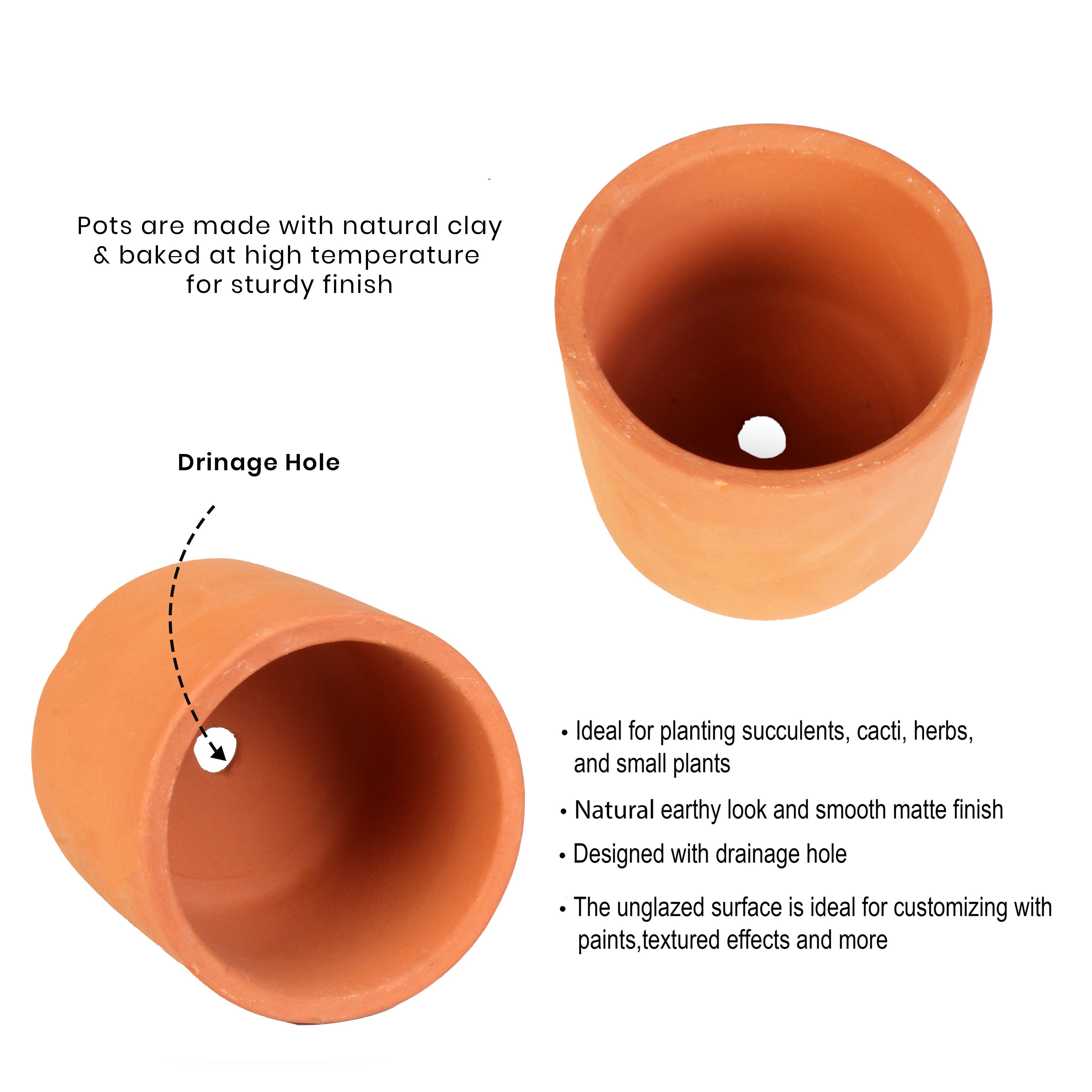 Terracotta Mini Pot - Cylindrical H6.2 X W6.9cm, 1pc