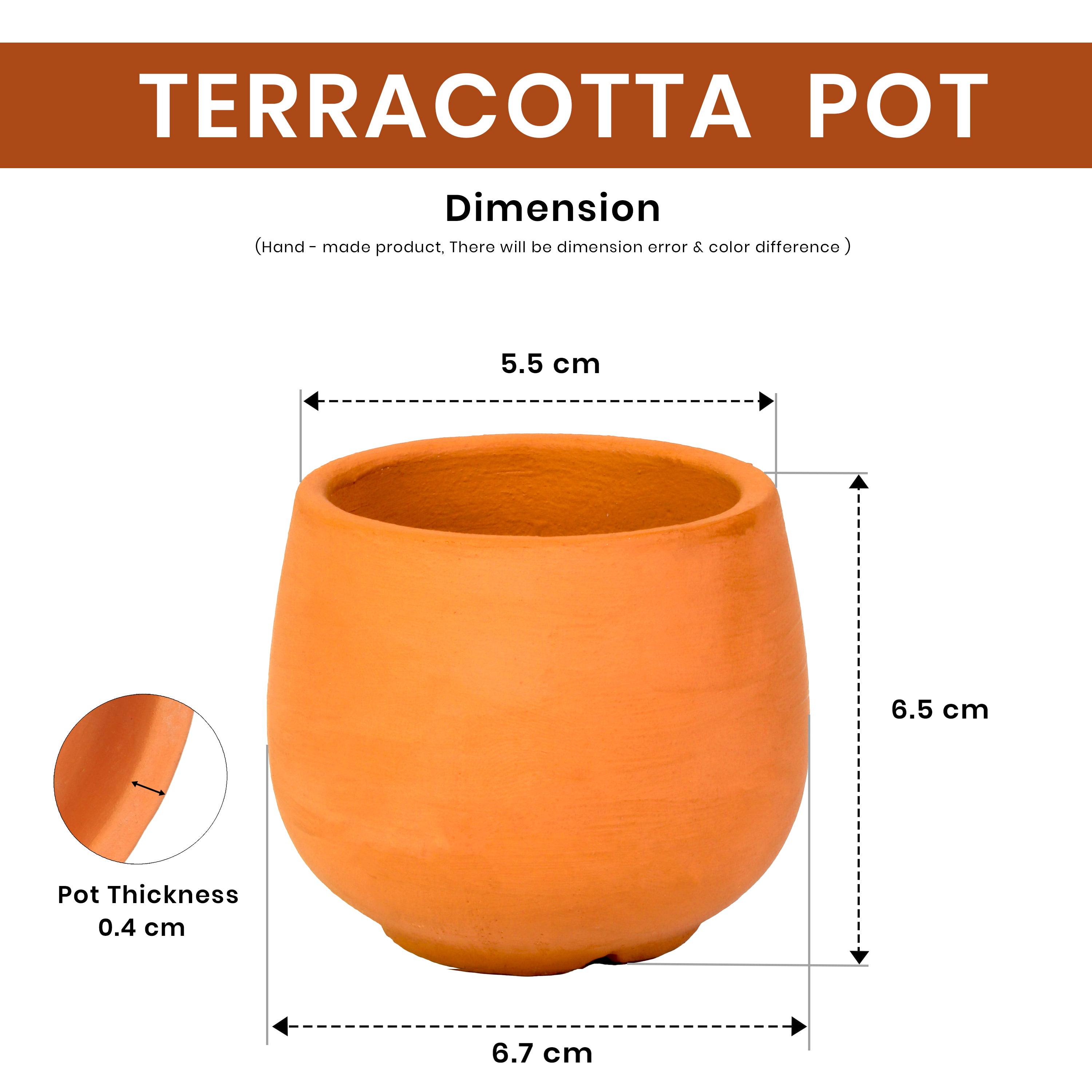 Terracotta Mini Pot - Round, H6.5 X W5.5cm, 1pc