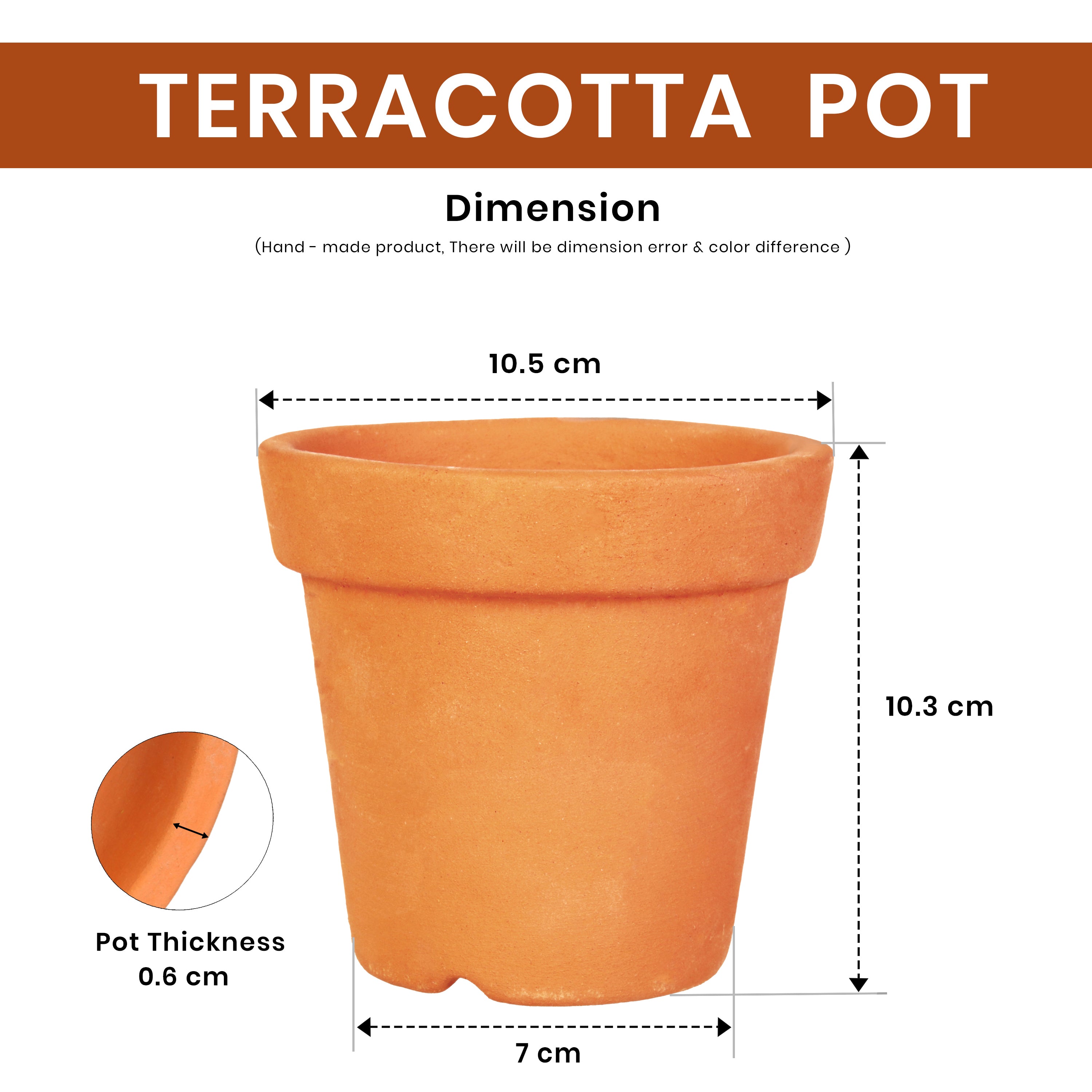 Terracotta Pot - Conical, H10.3 X W10.5cm, 1pc