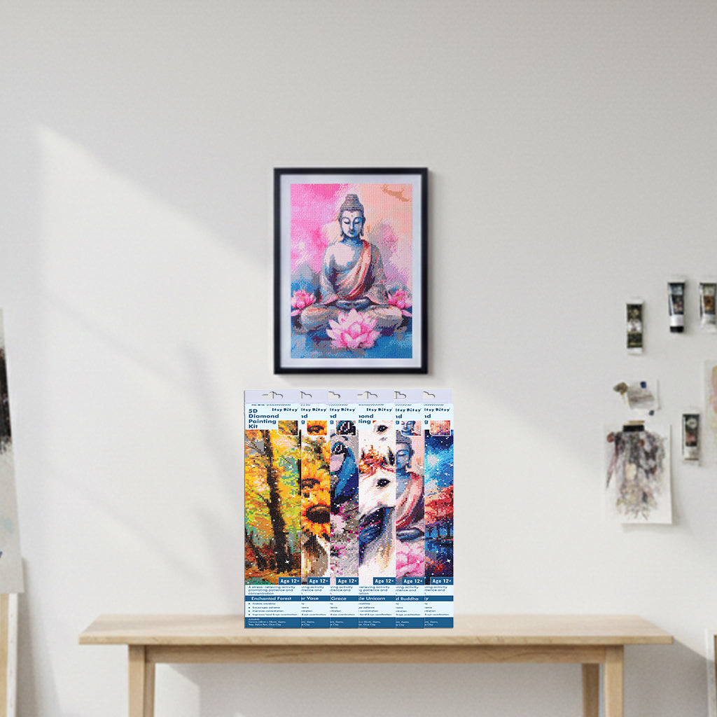 (40 x 50 cm) - 5D Diamond Painting - Enchanted Buddha + Matching Frame Combo