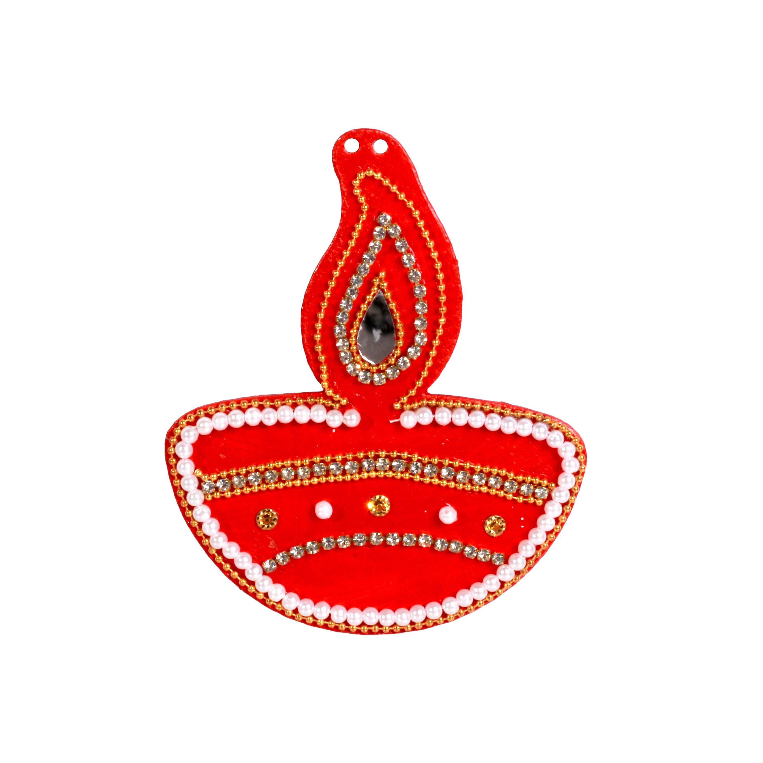 Ornate Festive Lamp Hanging Decor Red Approx 3.6 X 3inch 2mm Thick 1pc