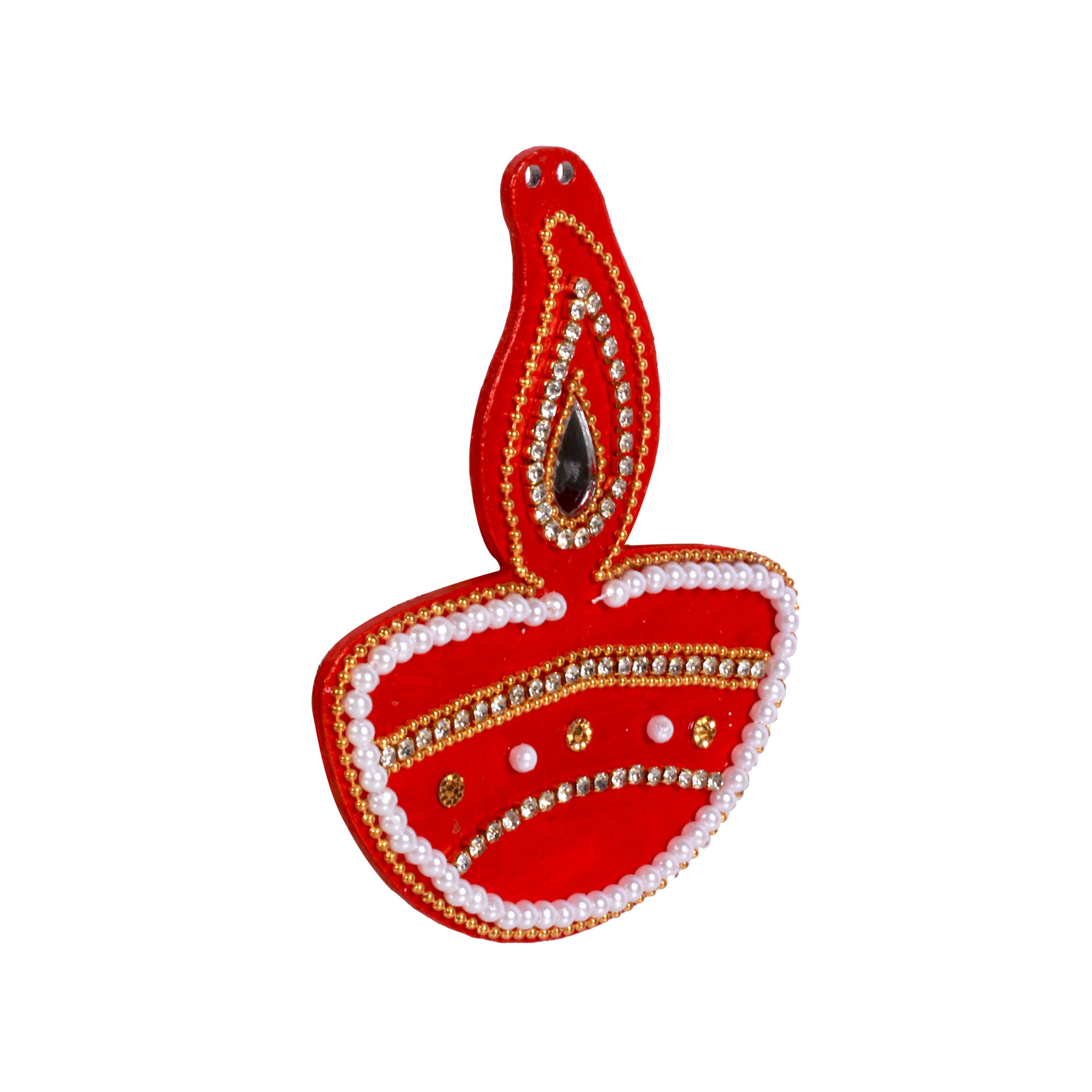 Ornate Festive Lamp Hanging Decor Red Approx 3.6 X 3inch 2mm Thick 1pc